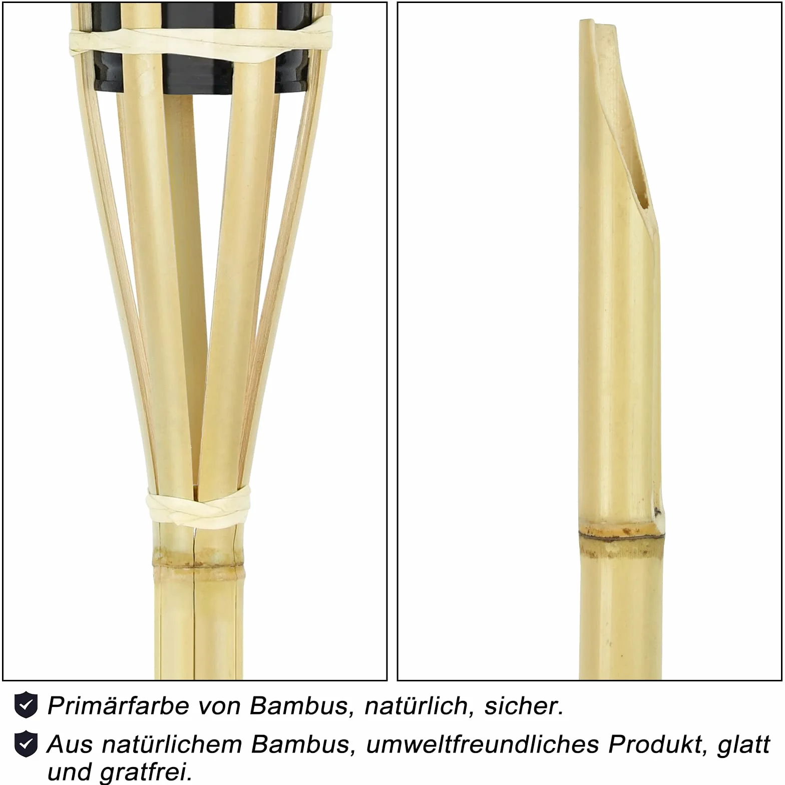 UISEBRT Set da 24 Fiaccole per Giardino, Torce da Giardino per Esterni, Fiaccola ad Olio in bambù con Stoppino, Torce a Olio Decorative, Accensione ad Olio, Altezza: 90 cm