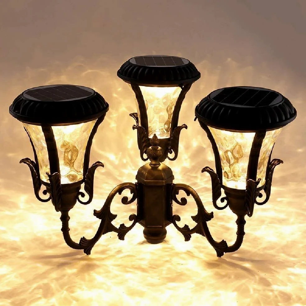 Lampione Da Esterno, Lampada Da Esterno Pressofusa, 3 Led, Lampada Solare In Alluminio, Palo Alto 2,93 M, Lanterna Stradale, Lampada A Colonna A Energia Solare Impermeabile, Illuminazione Tecnica Per