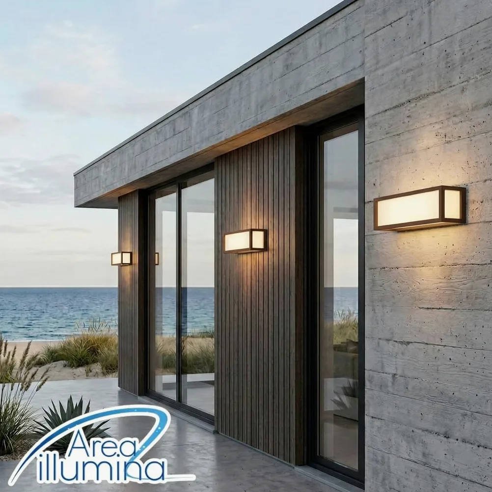 Applique da Parete in Alluminio per Esterno, IP54, E27 Max 20W, Stile Moderno, 370x110x100 mm, Bianco/Antracite/Corten (Corten)