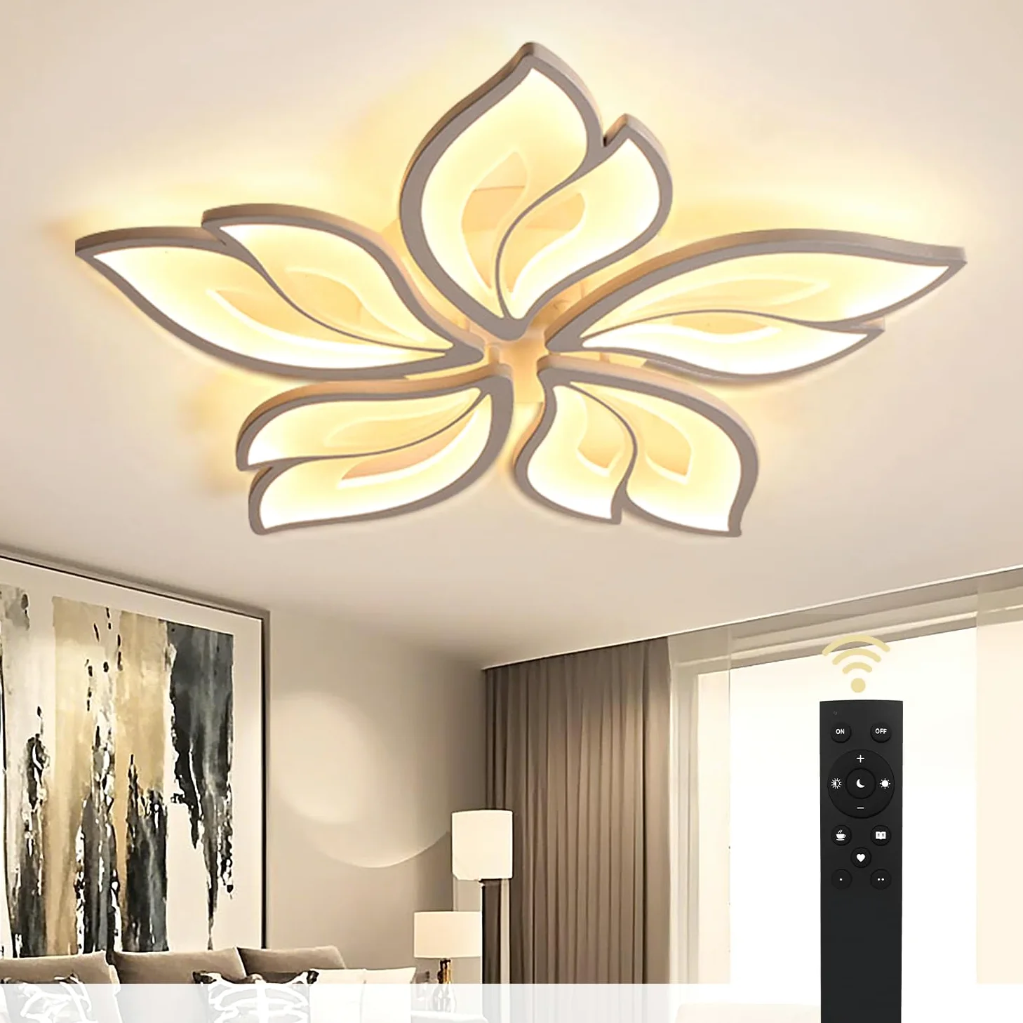 Yuanfenghua Lampadario camera da letto, 40W plafoniera Led soffitto, lampada da soggiorno con telecomando (70 X 6,5 cm)