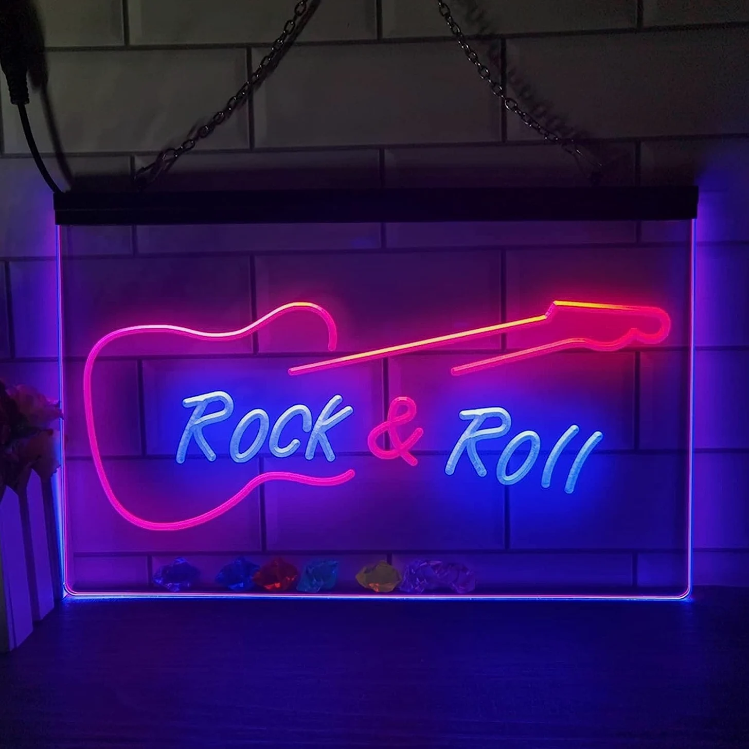 HRXOW Neon Insegne Decorazioni musicali personalizzate Luci notturne a LED Cartello luminoso da appendere alla parete personalizzabile in acrilico, 40X30 cm Logo del nome del partito del negozio del (