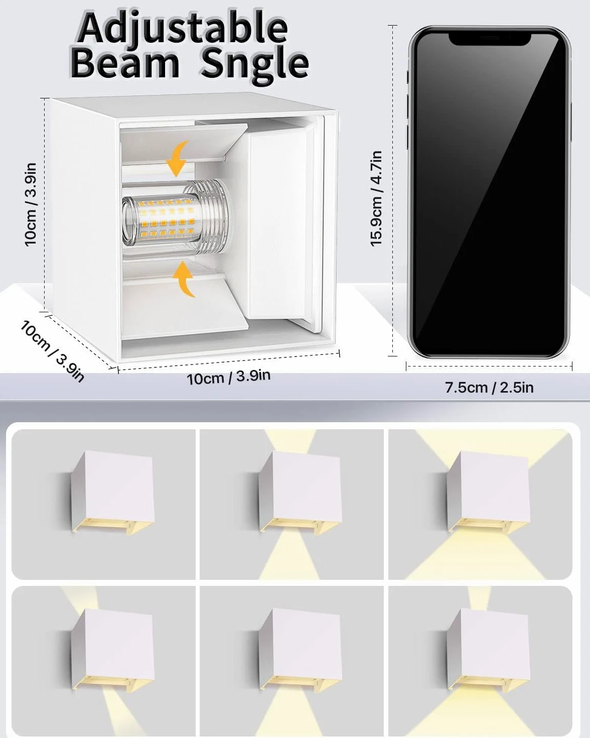 Lureshine Applique da Parete Interno G9 LED Lamp Angolo del Fascio Regolabile Lampada Alluminio Bianco Caldo 3000k Aplique LED da Parete Interni Adatto per Interni/Esternicamera (Bianco 2 Pezzi)