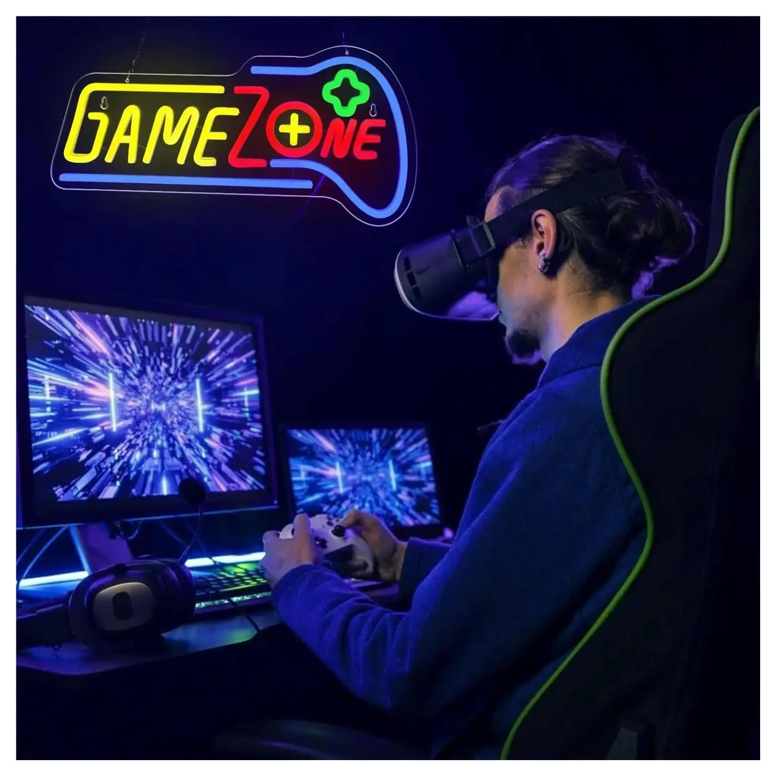 Insegna al Neon LED Insegne Al Neon A LED Dimmerabili Game Zone Per Sala Giochi, Camera Da Letto, Ragazzi, Casa, Decorazioni Per Feste Di Videogiochi,41x20cm