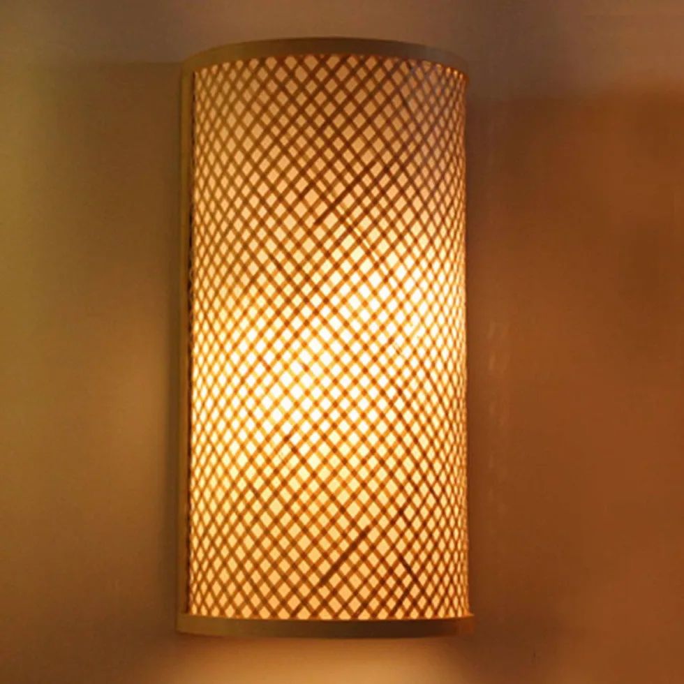 Applique da Parete in Bambù, Applique Moderna a Tema Videogiochi, Portalampada E27,Da Giapponese, Decorazida Comodino, Luci Notturne, Parete/Scala in Legno Massello