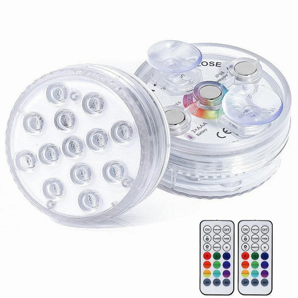13 LED RGB Sommible Light with Magnete e ventosa Piscina luce sott'acqua acquario stagno notte luce notturna-2 controller lampada 2