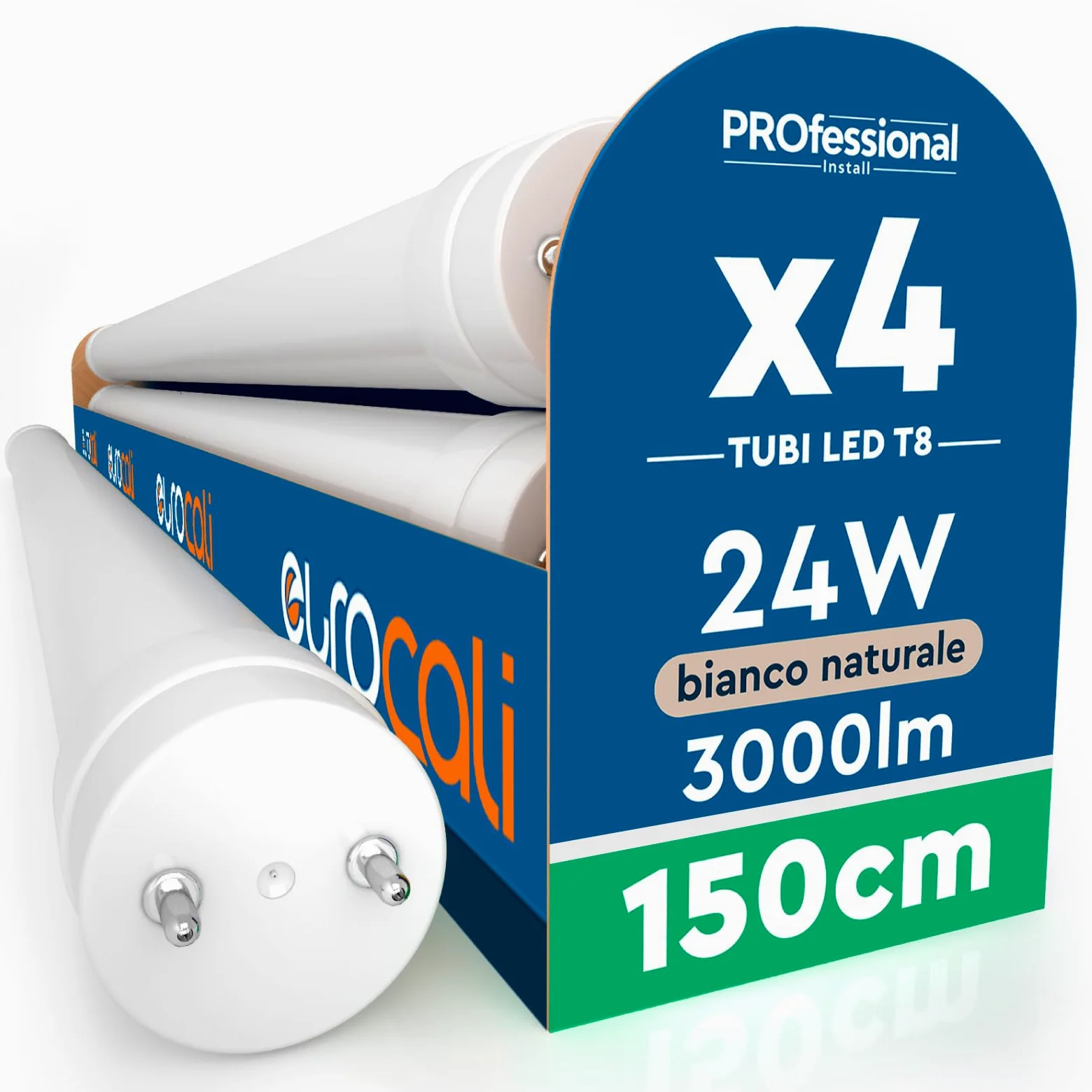 4 Tubi LED 24W 150cm T8 G13 SMD con Starter 3000 Lumen Garanzia 3 Anni - Luce Naturale 4000K - Alta Luminosità 125 lm/W - Sostituzione Neon per Soffitto Garage e Negozio in Materiale Nano Plastic