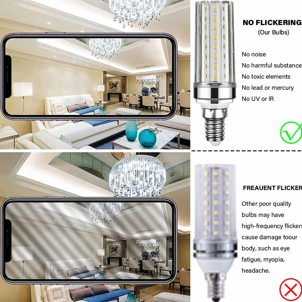 RYTM Lampadine LED, lampadina a mais con base E12/E14, 16 W 1000 LM, 20 W 1300 LM, equivalente a 160/200 Watt, 3000 K 4000 K 6000 K Non dimmerabile CA 85 V ~ 265 V (confezione da 10)