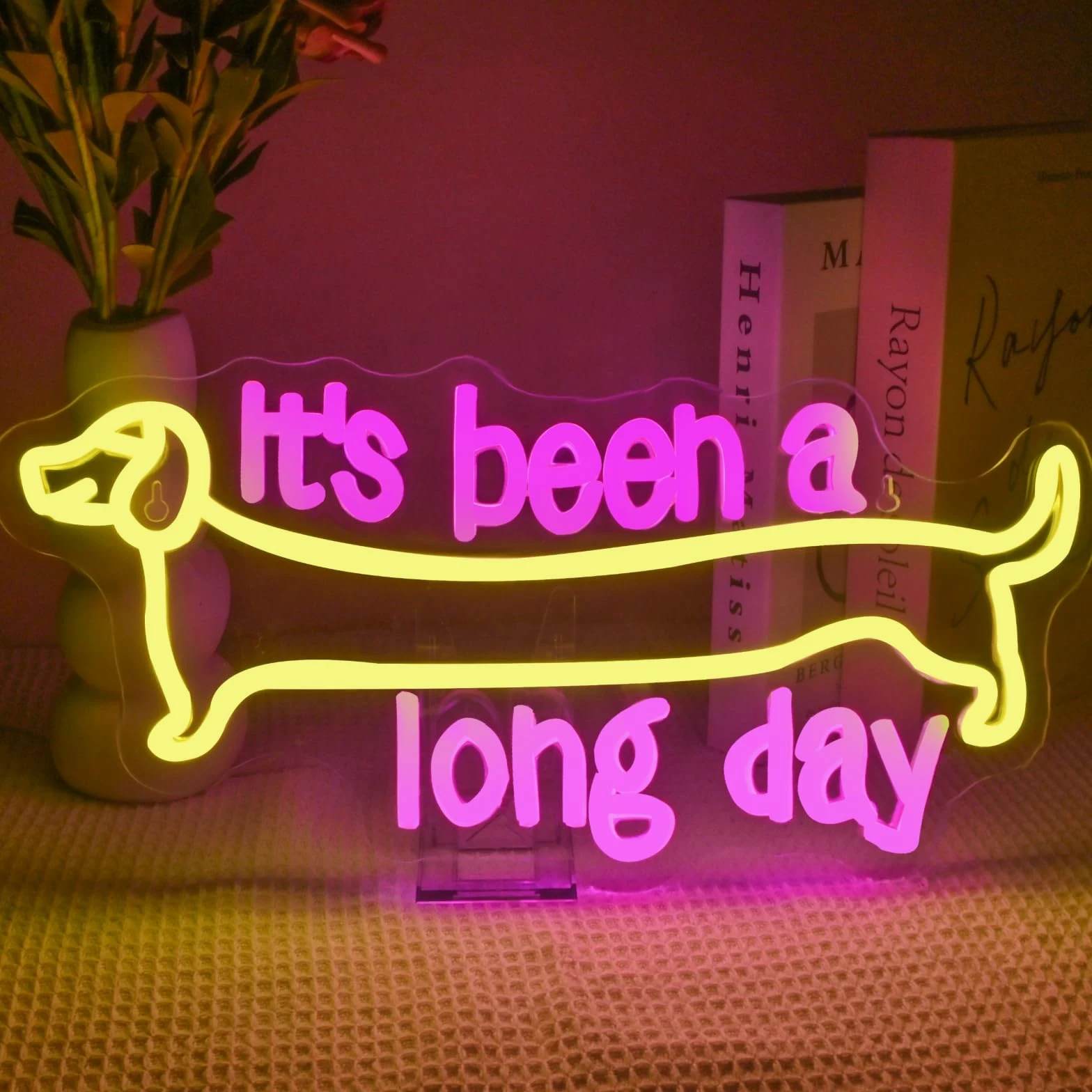It's been a long day Dachshund Neon Led, Bassotto Scritte Neon Decorazione da Parete, Insegne Luminose Adatto per Camera da Letto, Soggiorno, Cameretta dei Bambini, Festa di Intrattenimento