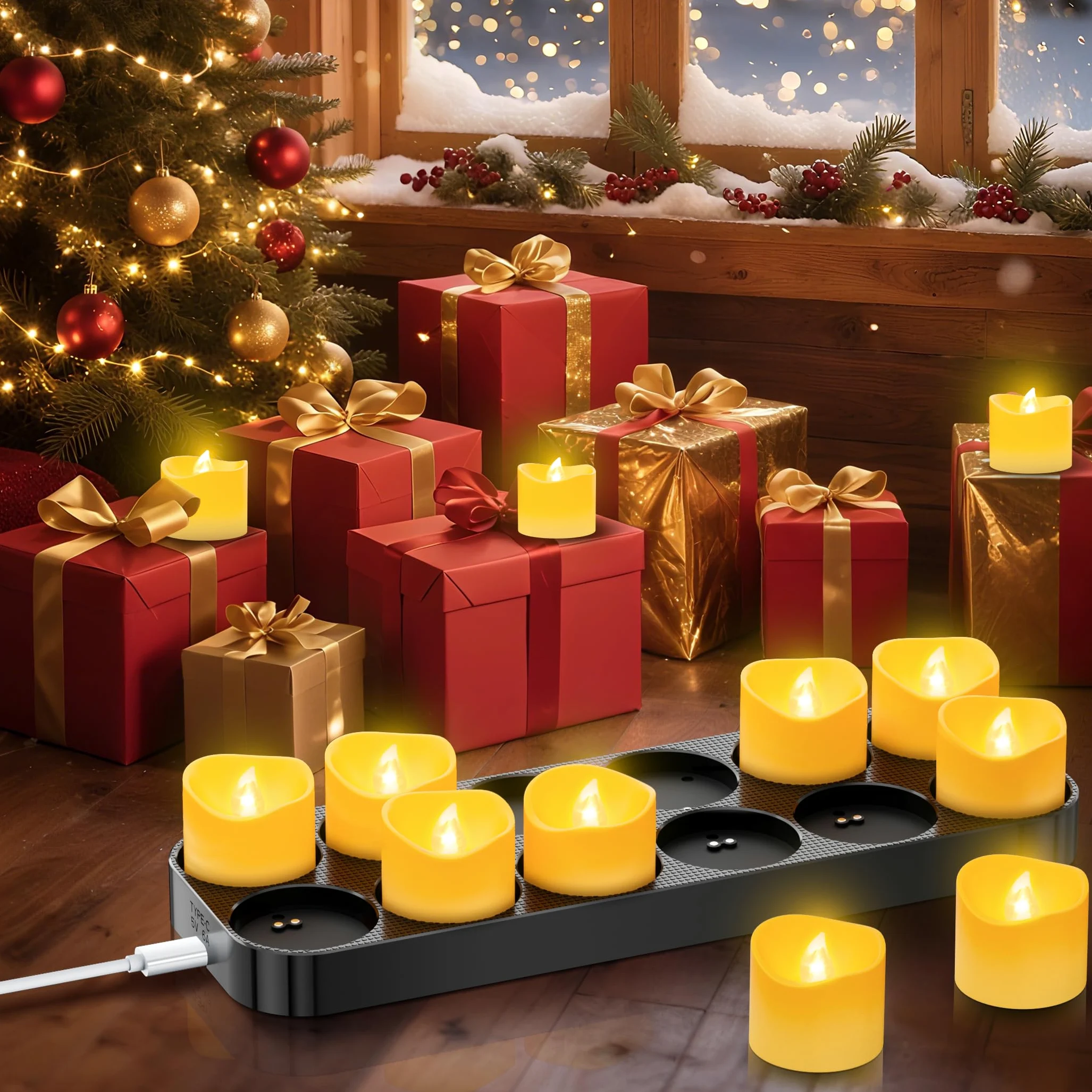 daphomeu 12 lumini a LED ricaricabili con telecomando e funzione timer, stazione di ricarica magnetica, funzionamento 100 H+, candele elettriche tremolanti per decorazioni natalizie e decorazioni da