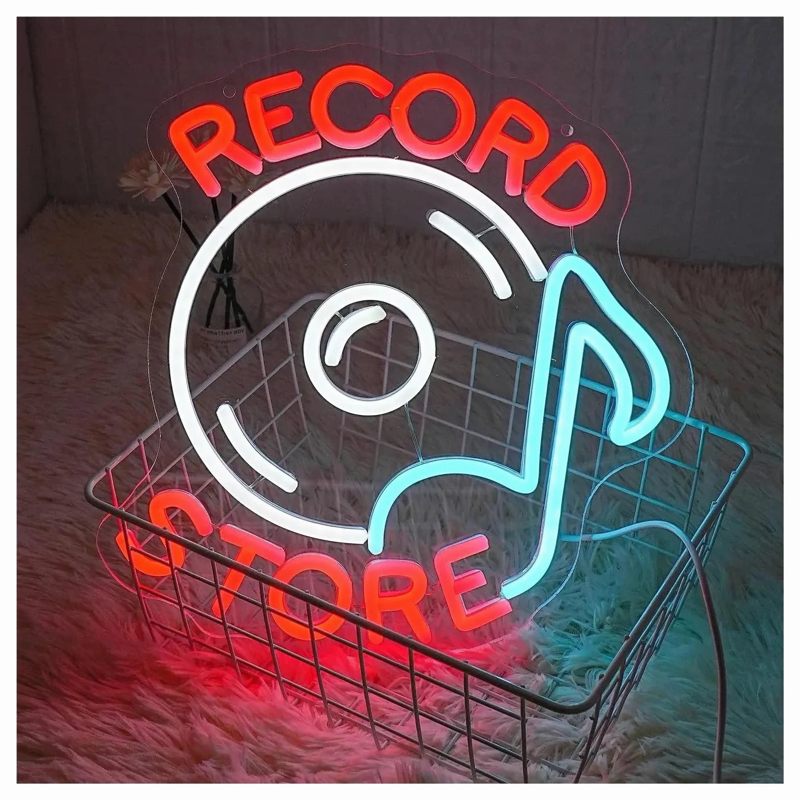 XENITE Luci al Neon Da Parete Insegna Al Neon Per Negozio Di Dischi Luce Musicale Per Decorazione Da Parete Giradischi Per Decorazione Studio Musicale Decorazione Bar Musica Dal Vivo 30 Cm X 32,5 Cm