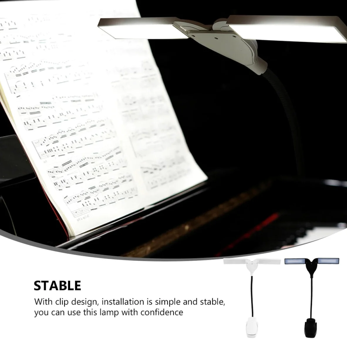 Hemobllo Lampada LED Luce Morbida e Protezione per Occhi per Spartiti da Pianoforte Clip Regolabile Ricaricabile USB, per Pratica Musicale e Studio di Strumenti