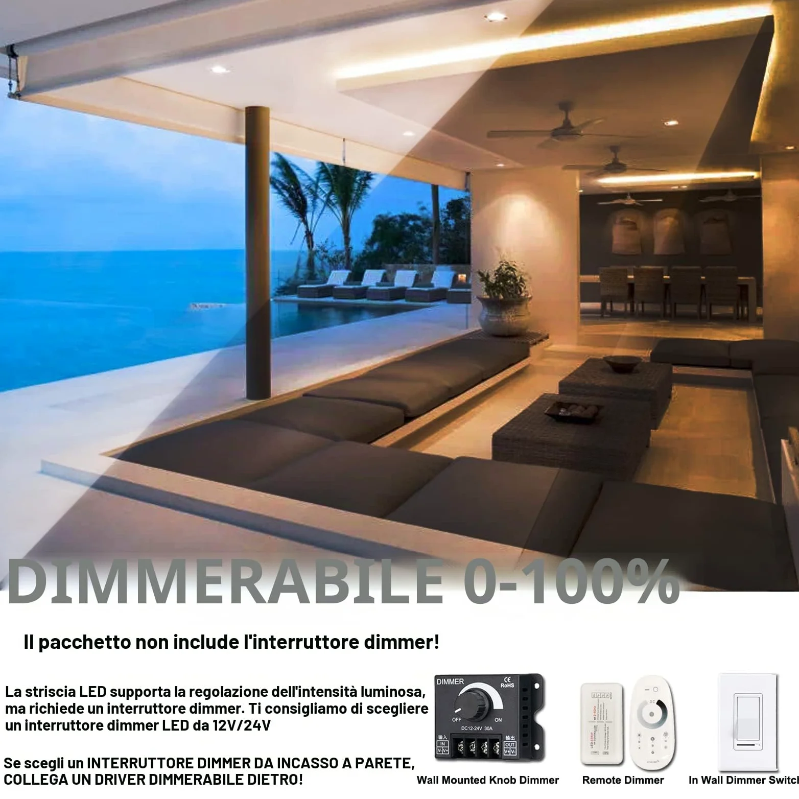 JOYLIT PRO+ Striscia LED COB 24V 5M Doppia Fila 3000K Interno, CE UL 3100LM/M Alta Luminosità 25W/M CRI 95+ Illuminazione Nastri Luce, 960LEDs/M 12MM Bianco Caldo Continuous Strip LED (Solo Luci)