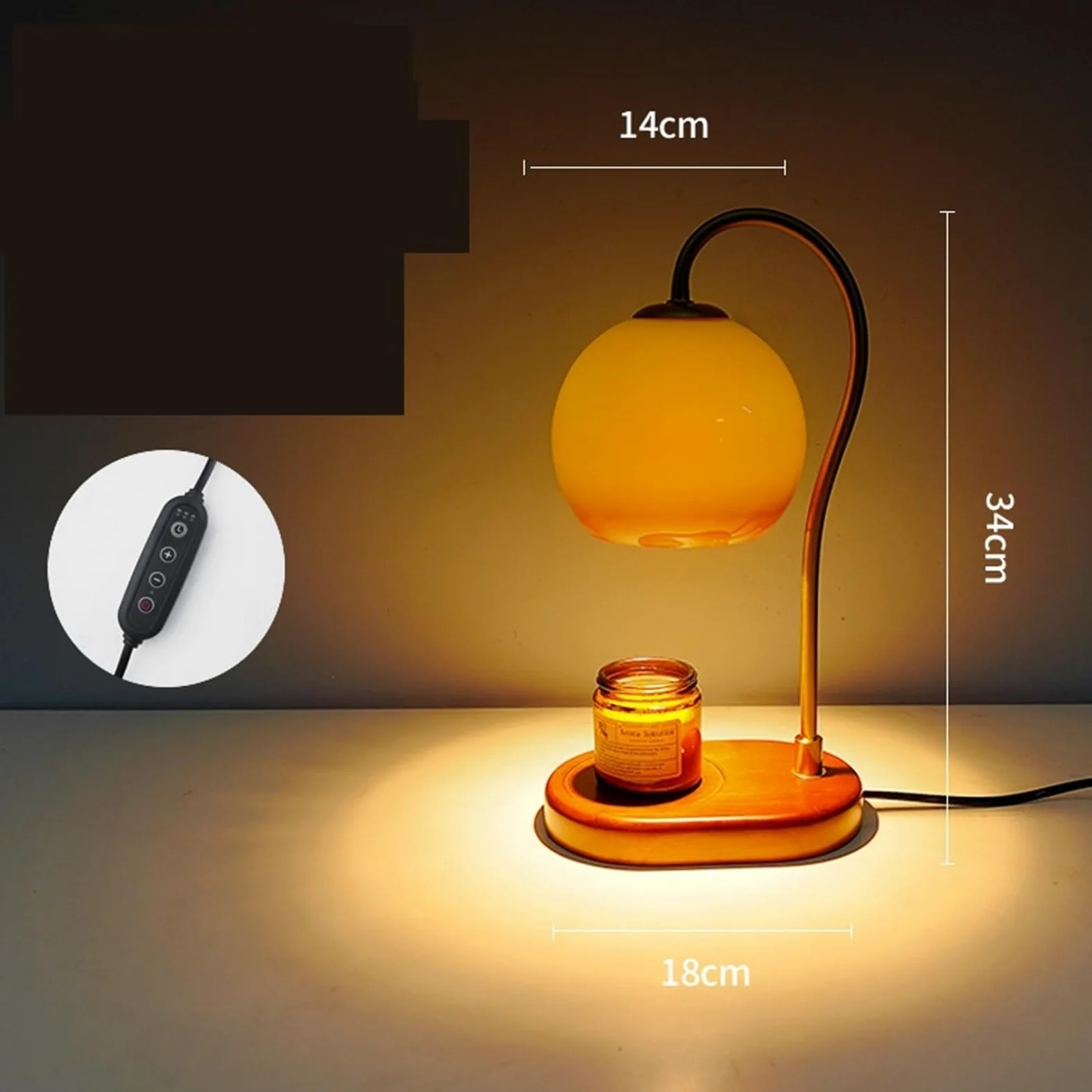 Lampada da comodino Lampada da tavolo rotonda for interni della camera letto, con sfumatura di colore retrò, comodino Lampade per la camera da letto
