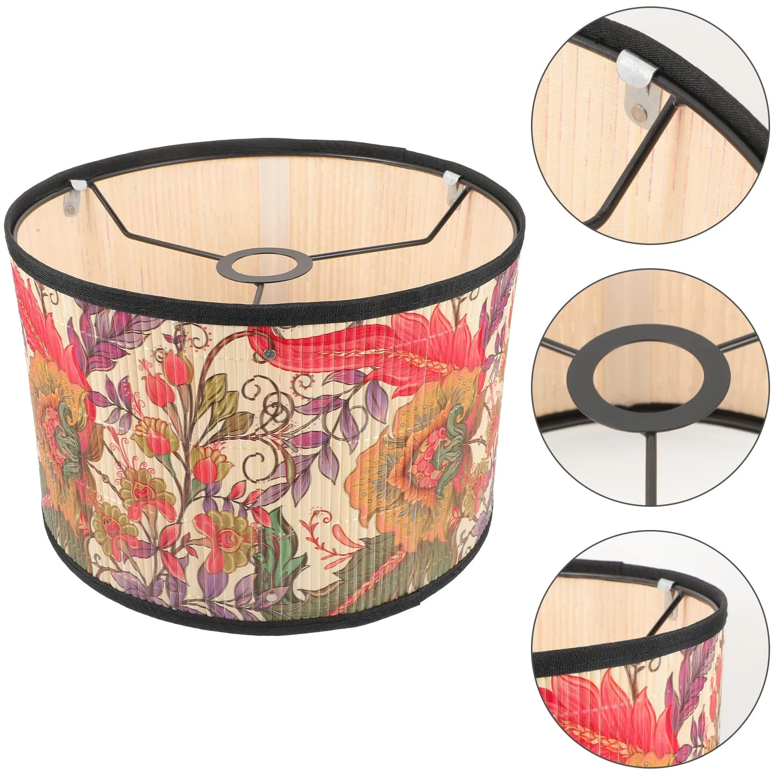 Paralume Struttura Stabile Motivo Floreale in Bambù per Lampada da Tavolo Design Elegante e Adatto a Portalampade E27 per Soggiorno o Camera da Letto