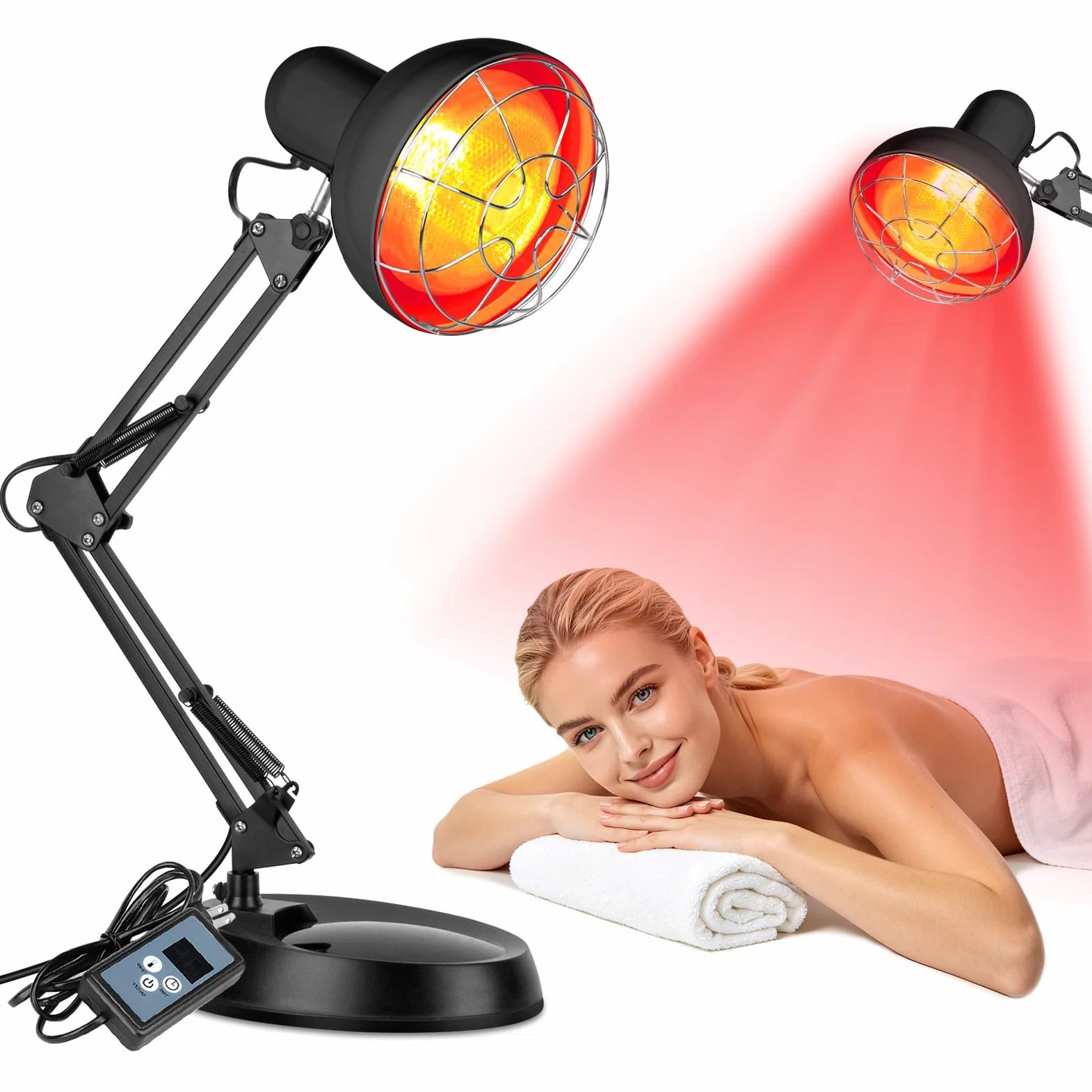 Cozion 100 watt luce rossa, riscaldamento a in-frarossi - temperatura regolabile, luce a in-frarossi con supporto e timer