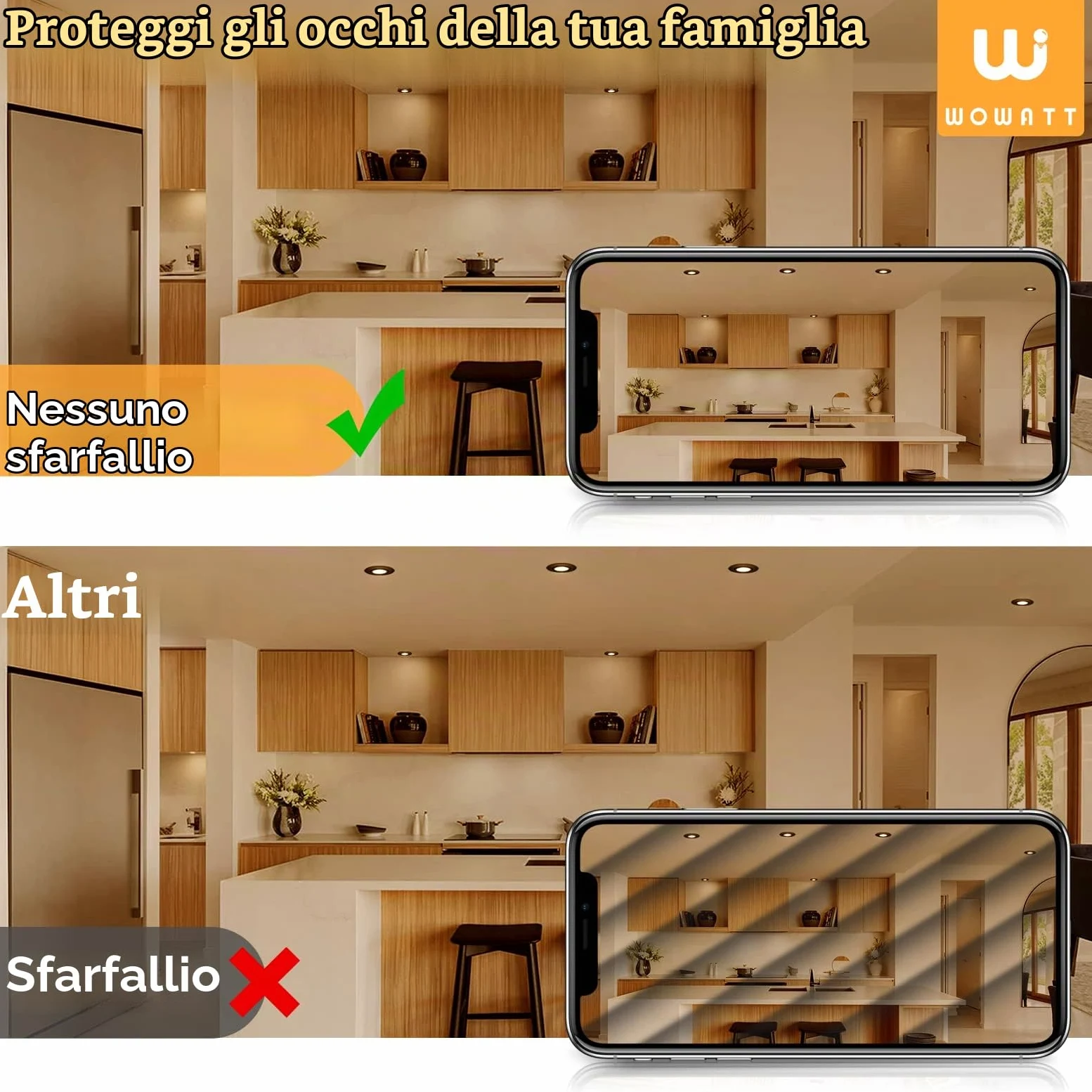 wowatt 10x Faretti Led da Incasso per Cartongesso Nero 5.5W Dimmerabili | 2800K Luce Calda 600LM Luci da Soffitto Interno IP44, Metallo Faretto led incasso Ultrasottili, Faretti Foro 68mm para Bagno
