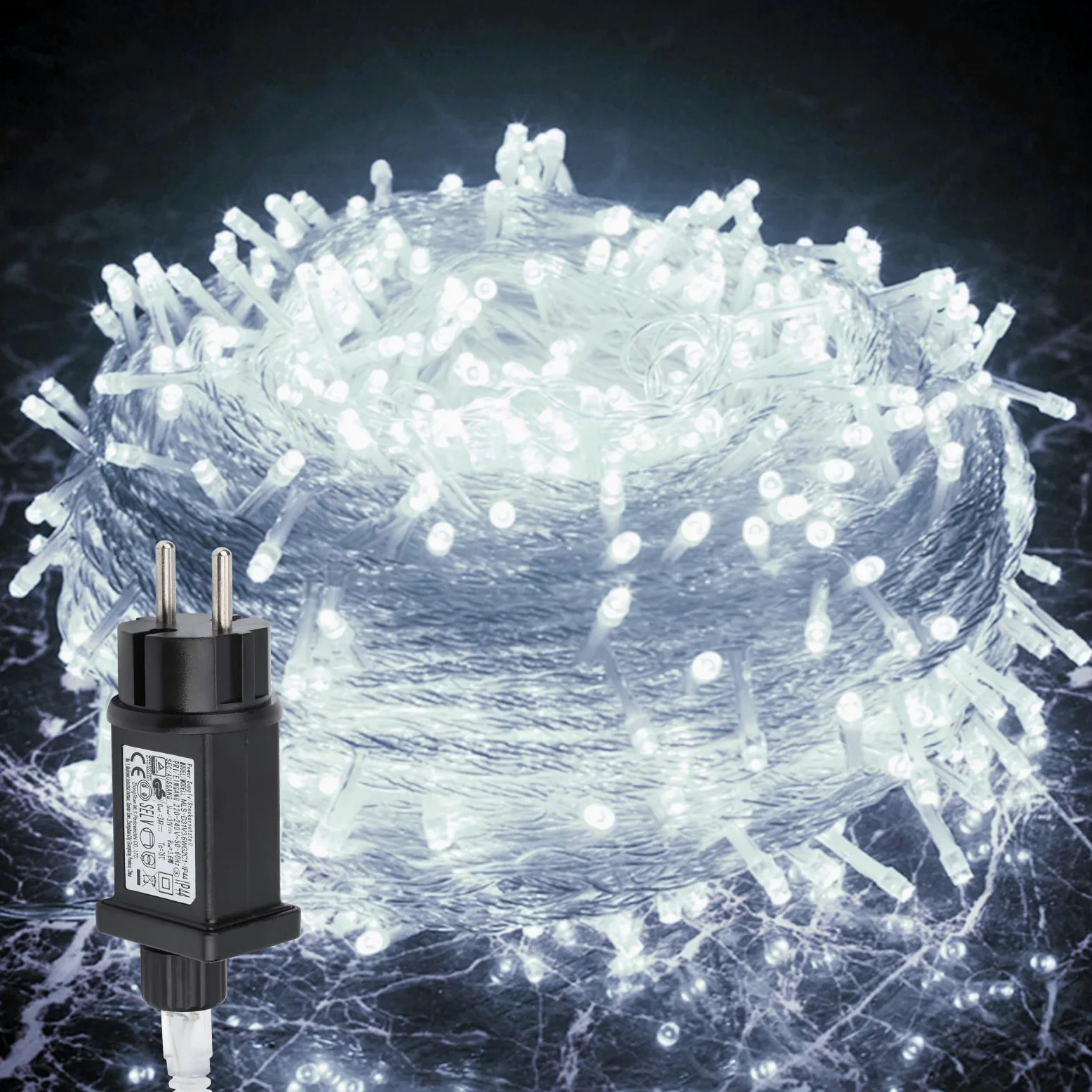 Sonnewelt Catena luminosa a LED, 100 m, 400 LED, luce bianca fredda, impermeabile, alimentata con spina, 8 modalità, funzione di memoria, decorazione per interni ed esterni