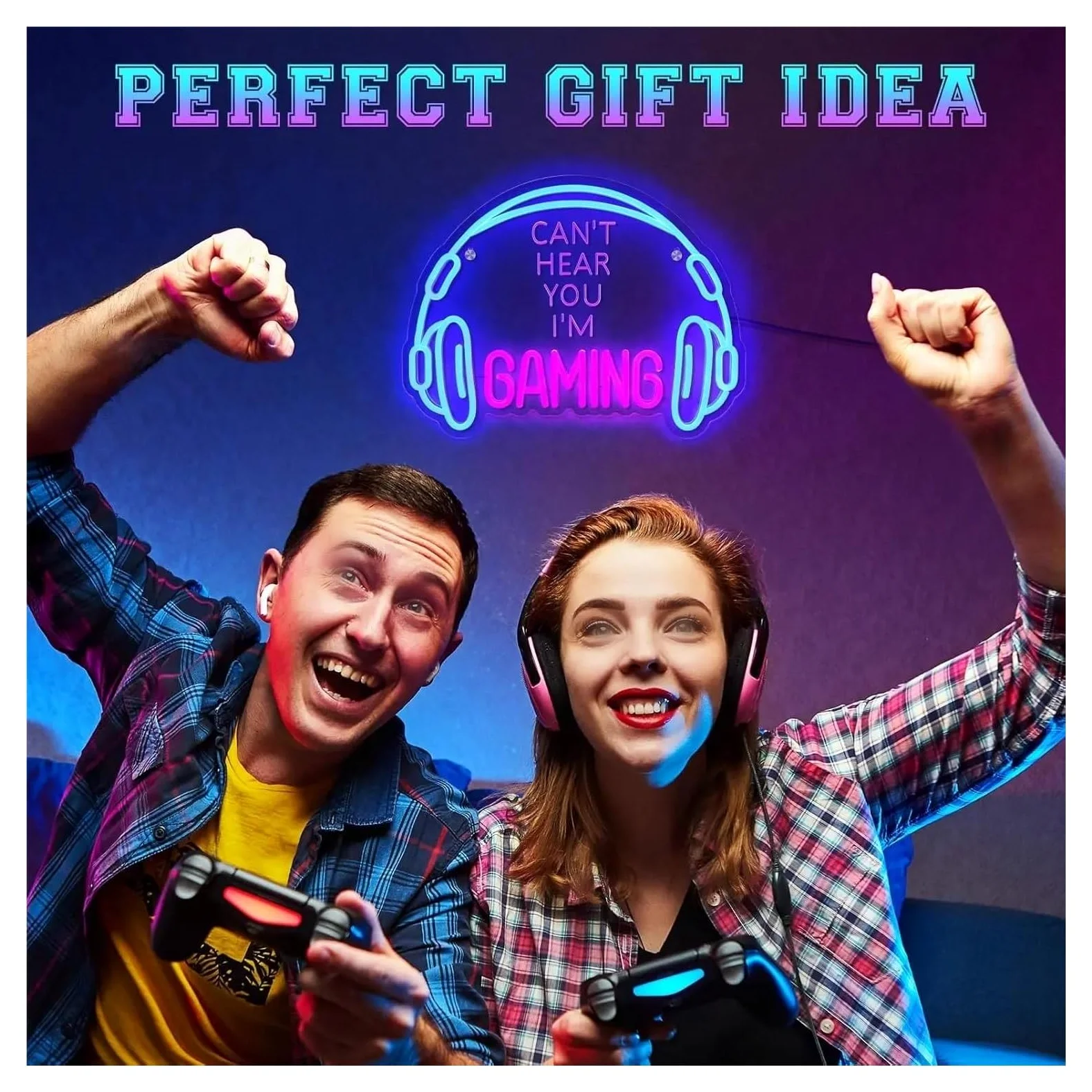 Insegna Luminosa a LED dimmerabile per Videogiochi, Ideale per Giocare, Creare un'atmosfera da Gaming, con Cuffie, Zona Gioco, Camera da Letto e Decorazione murale (Non Ti Sento, s