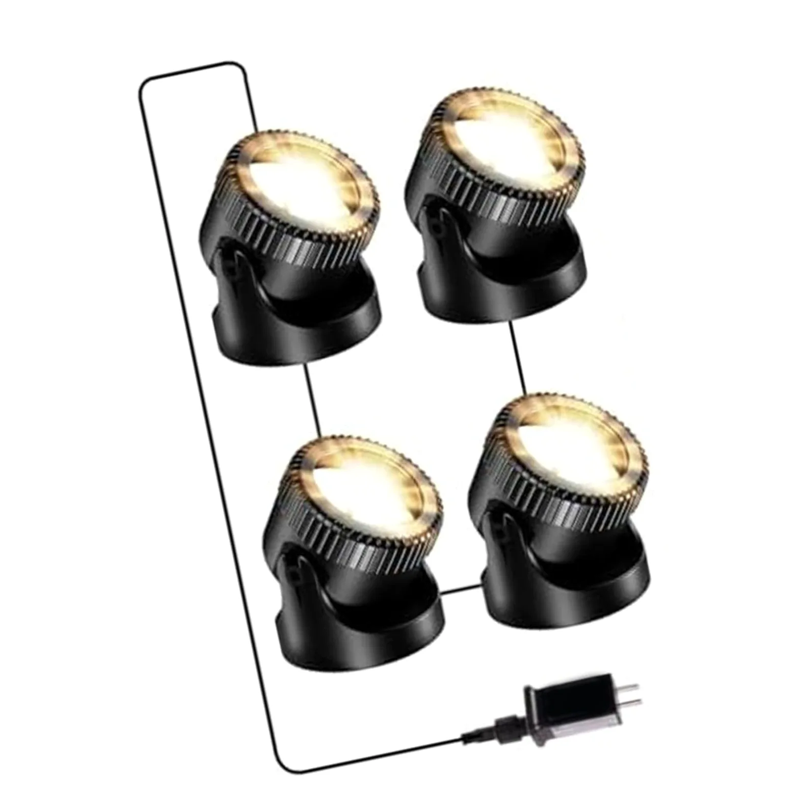 Luci subacquee 4 in 1 per laghetto, impermeabilità IP68, LED per giardino, piscina, fontana, decorazione, kit di illuminazione esterna (bianco caldo)