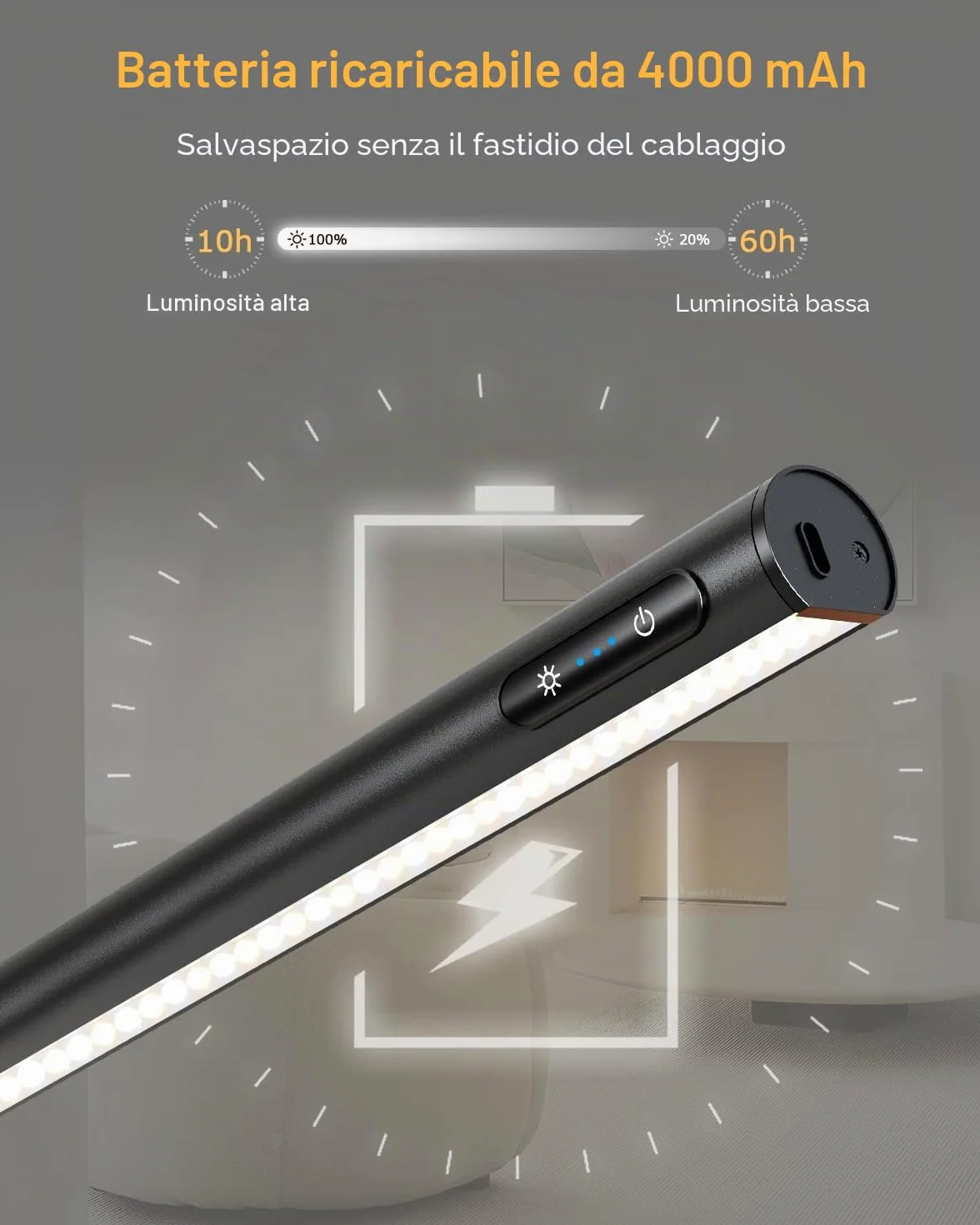 GOVSSING Lampada fotografica senza fili con telecomando, 40 cm, senza fili con 3 modalità di illuminazione, 4000 mAh, cornice ricaricabile con timer, lampada fotografica per dipingere foto