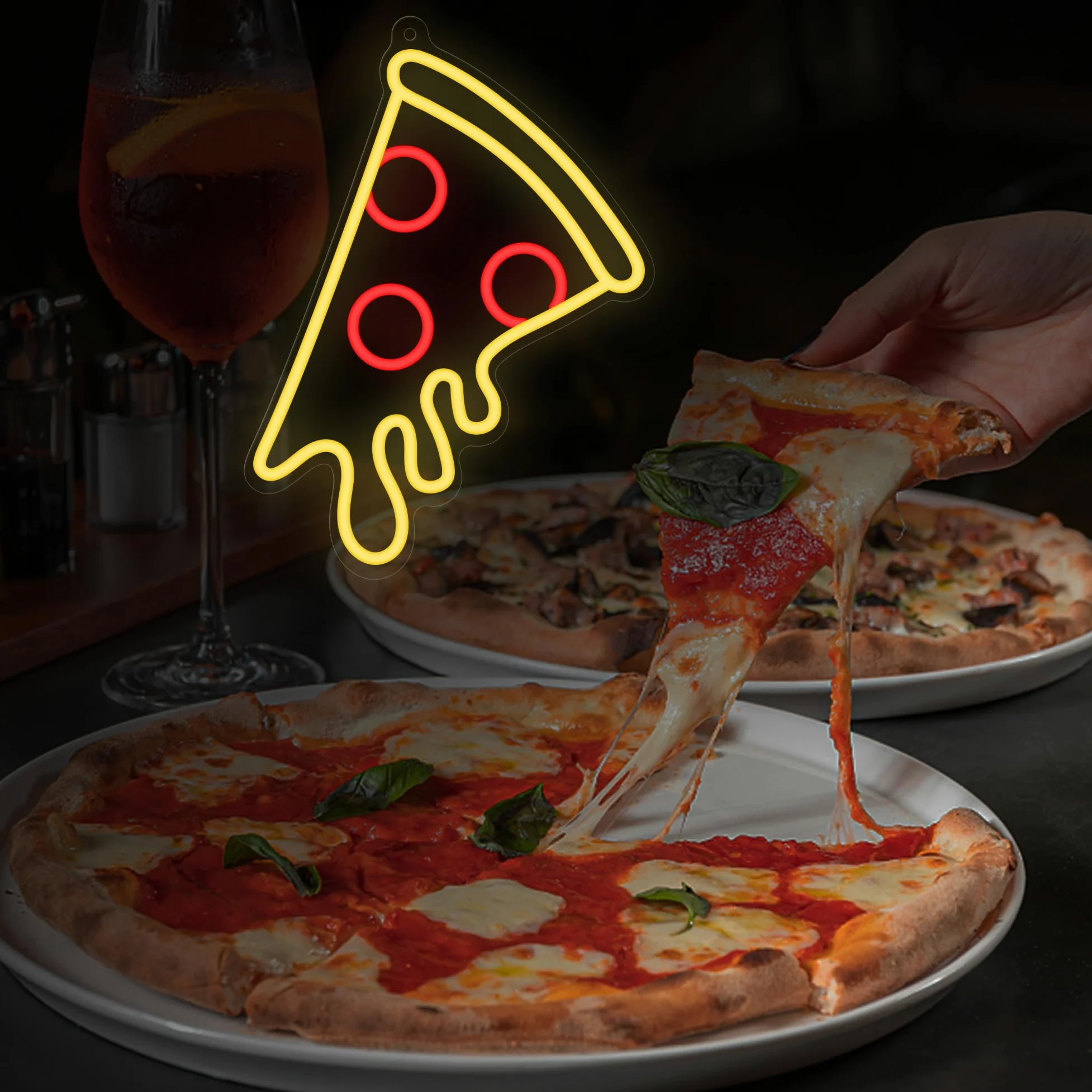 CoolGift Mart Insegna al neon a forma di pizza, luce LED dimmerabile, perfetta per negozio, ristorante, cucina, grotta degli uomini, decorazione per feste di compleanno; regalo ideale per bambini
