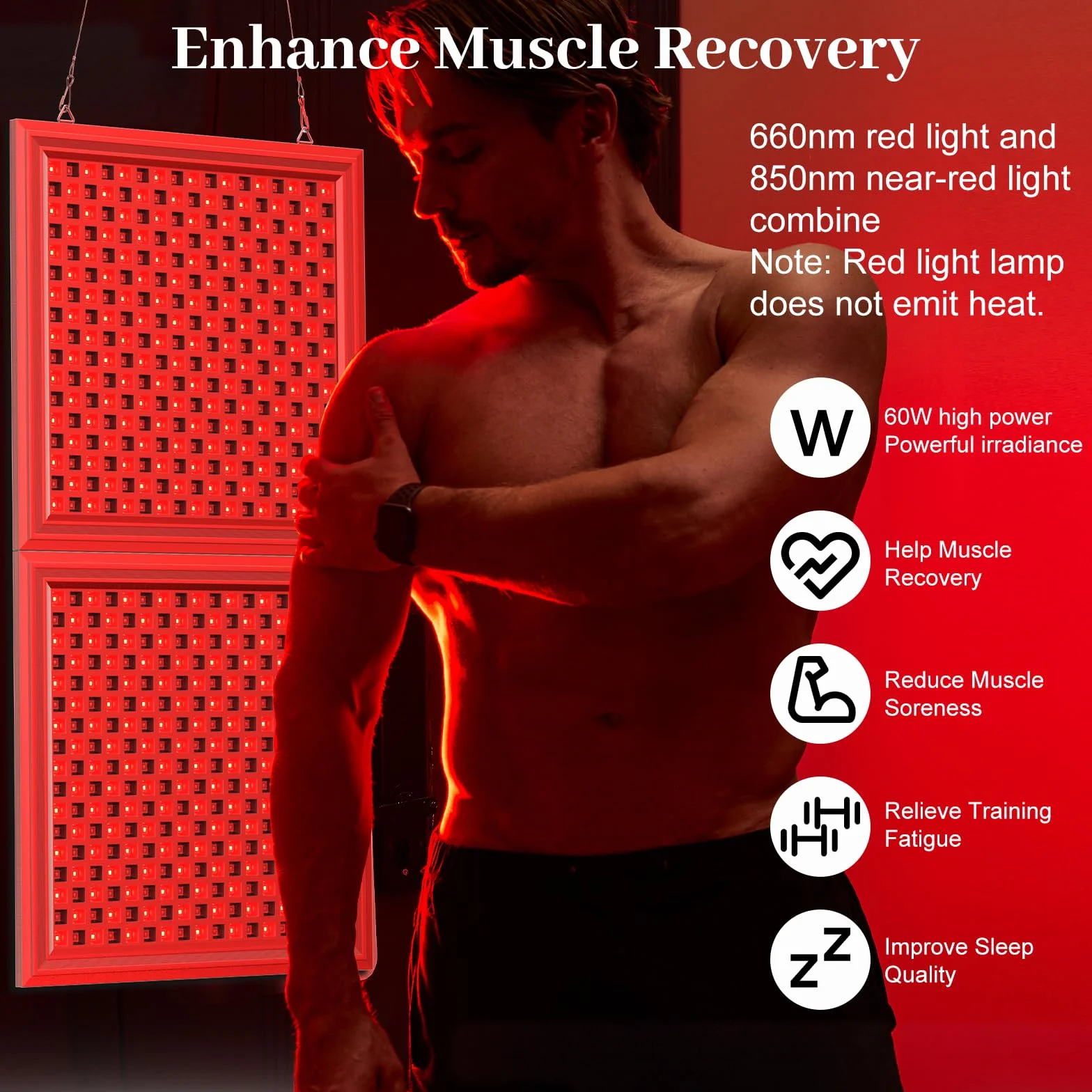 Lampada Infrarossi, Lampada a Luce Rossa Combo 660nm e 850nm, 578 LED Red Light Infrarossi con Timer, Pannello a Luce Rossa per Viso, Corpo, Muscolare, Schiena (La lampada non si riscalda)