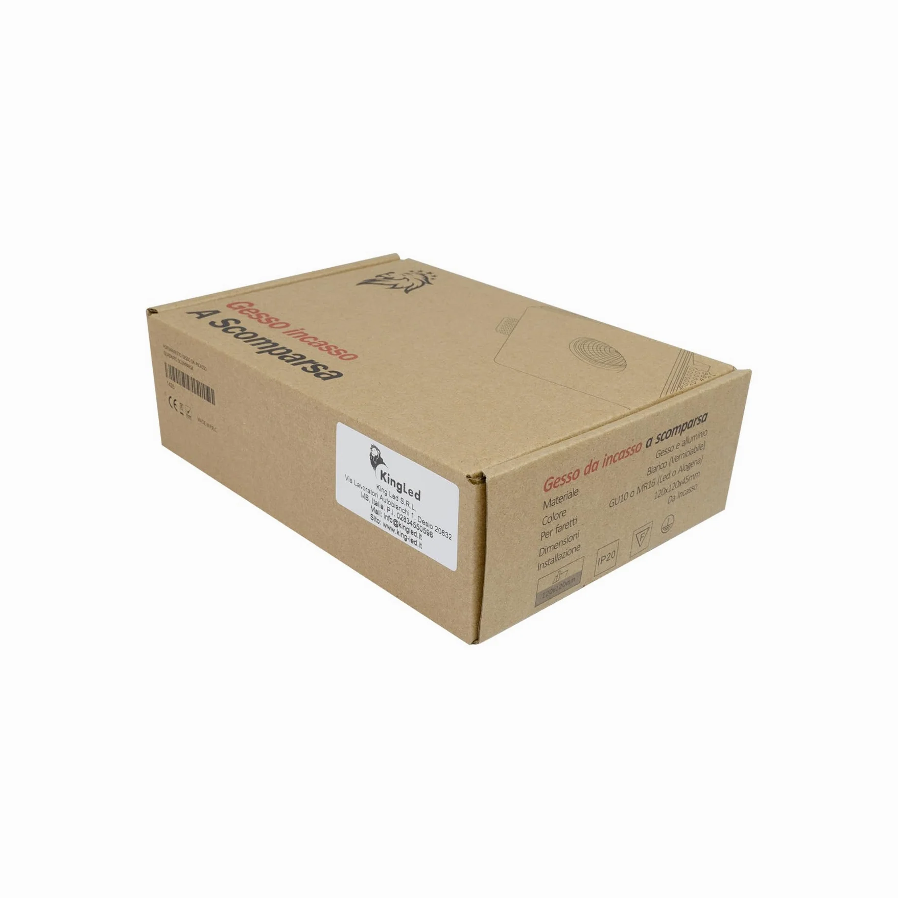 KingLed - Portafaretto in Gesso Ceramico da Incasso Conico per Controssoffitti per Faretti Led GU10 e MR16 - Dimensione 120x120x45mm Cod. 1426 (10x Gessi Conico)