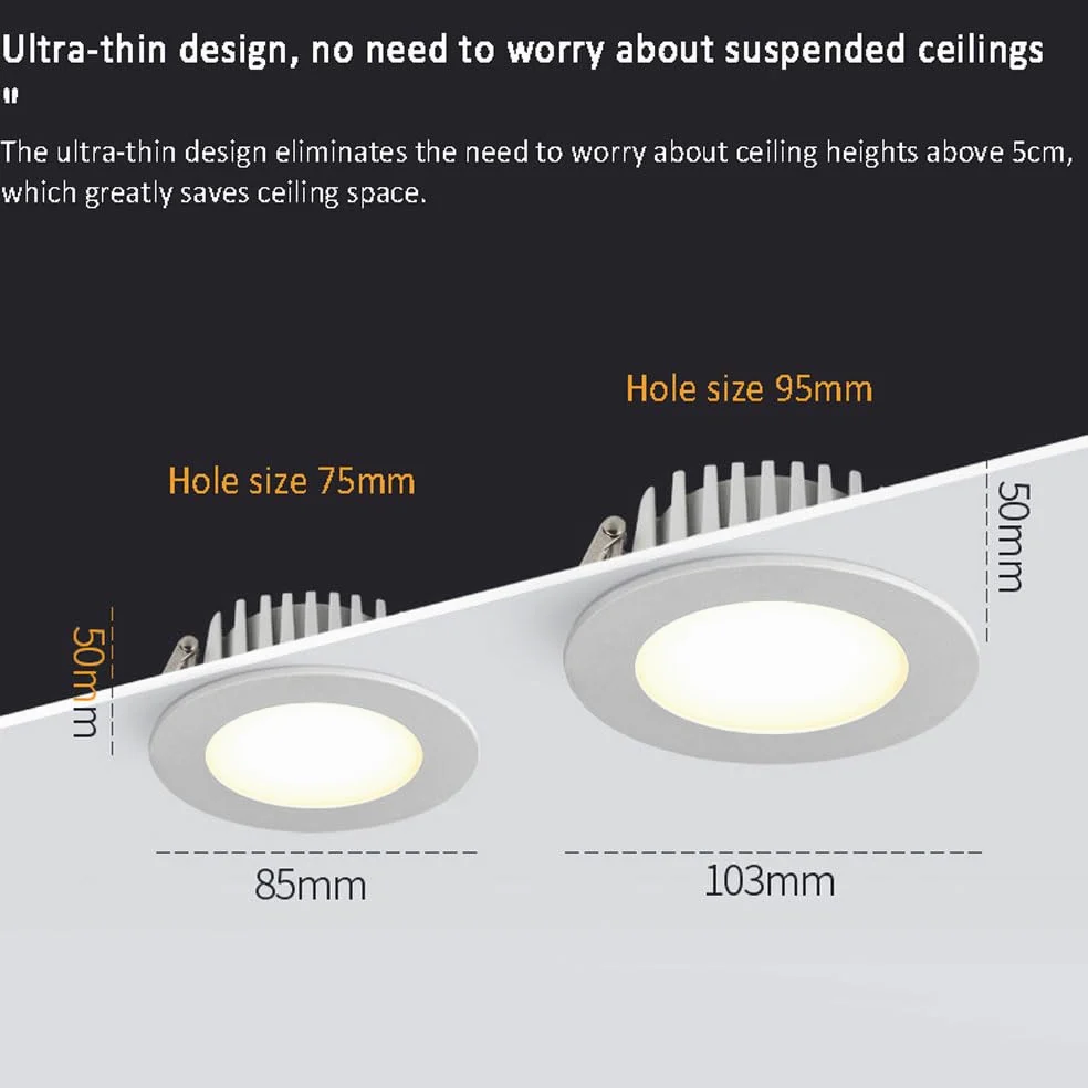 Plafoniera da Incasso A LED da 3 Pezzi, 3000K/4000K/6000K Selezionabile, Lampada da Doccia Impermeabile IP65, Faretto da Incasso A Soffitto per Bagno, per WC Corridoio Foyer Vasca da Bagno
