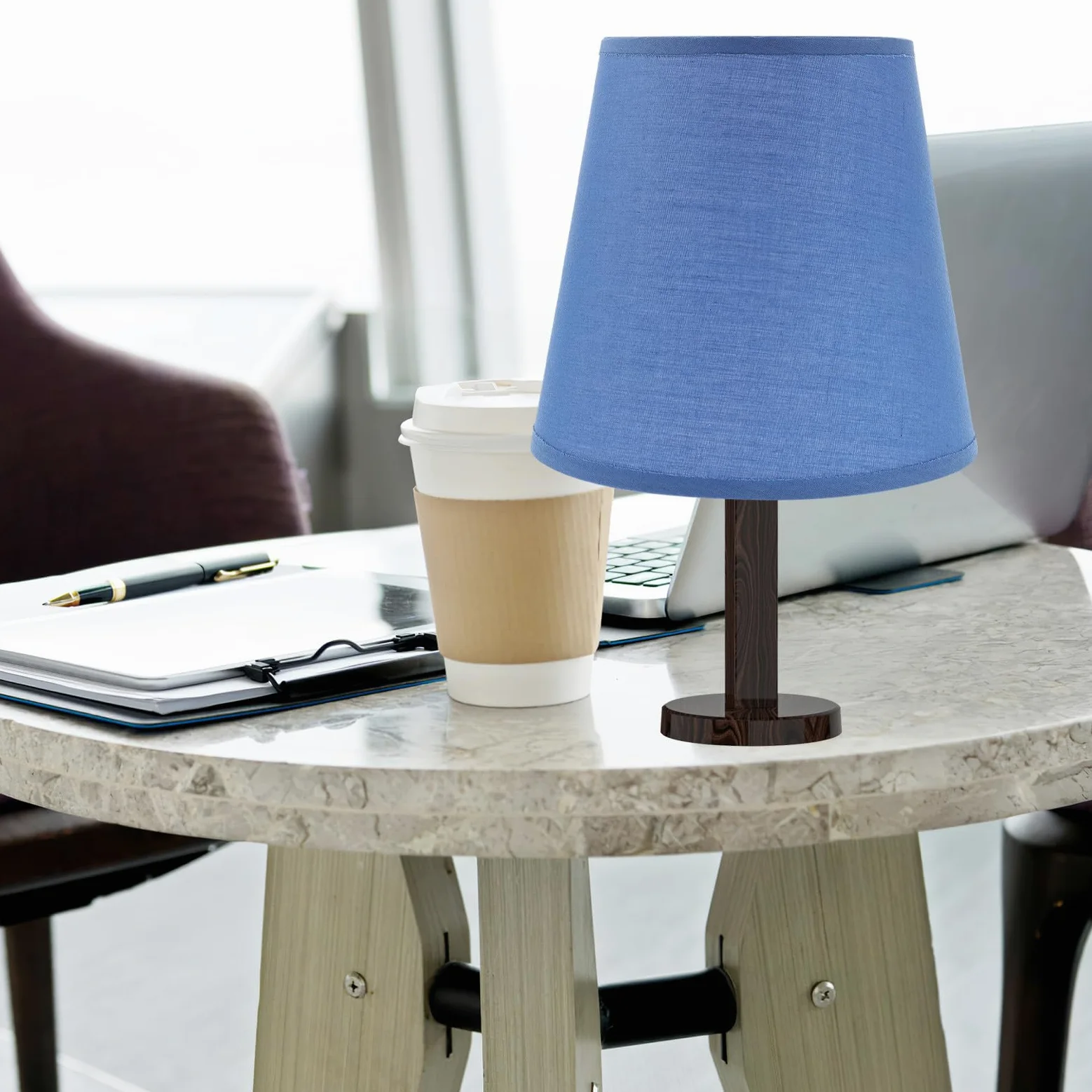 Paralume per Lampada da Tavolo e Sospensione E27 di Lino Azzurro Copertura Leggera a Forma Cilindrica per Soggiorno Camera da Letto e Ufficio Design Moderno e Luce Morbida