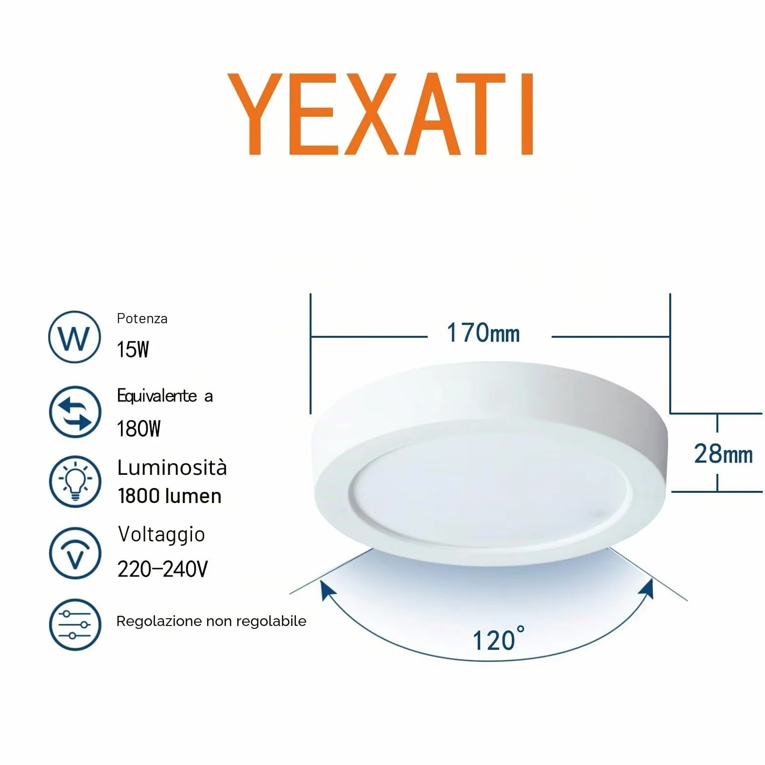 Yexati 6 Pezzi Plafonieraiera LED Soffitto 15W 1800LM, Plafoniera Superficie LED 4500K Bianco Neutro, Driver Incluso. IP44 Angolo 120 para Dormitorio Cocina Salon Baño Comedor 170 * 28Hmm