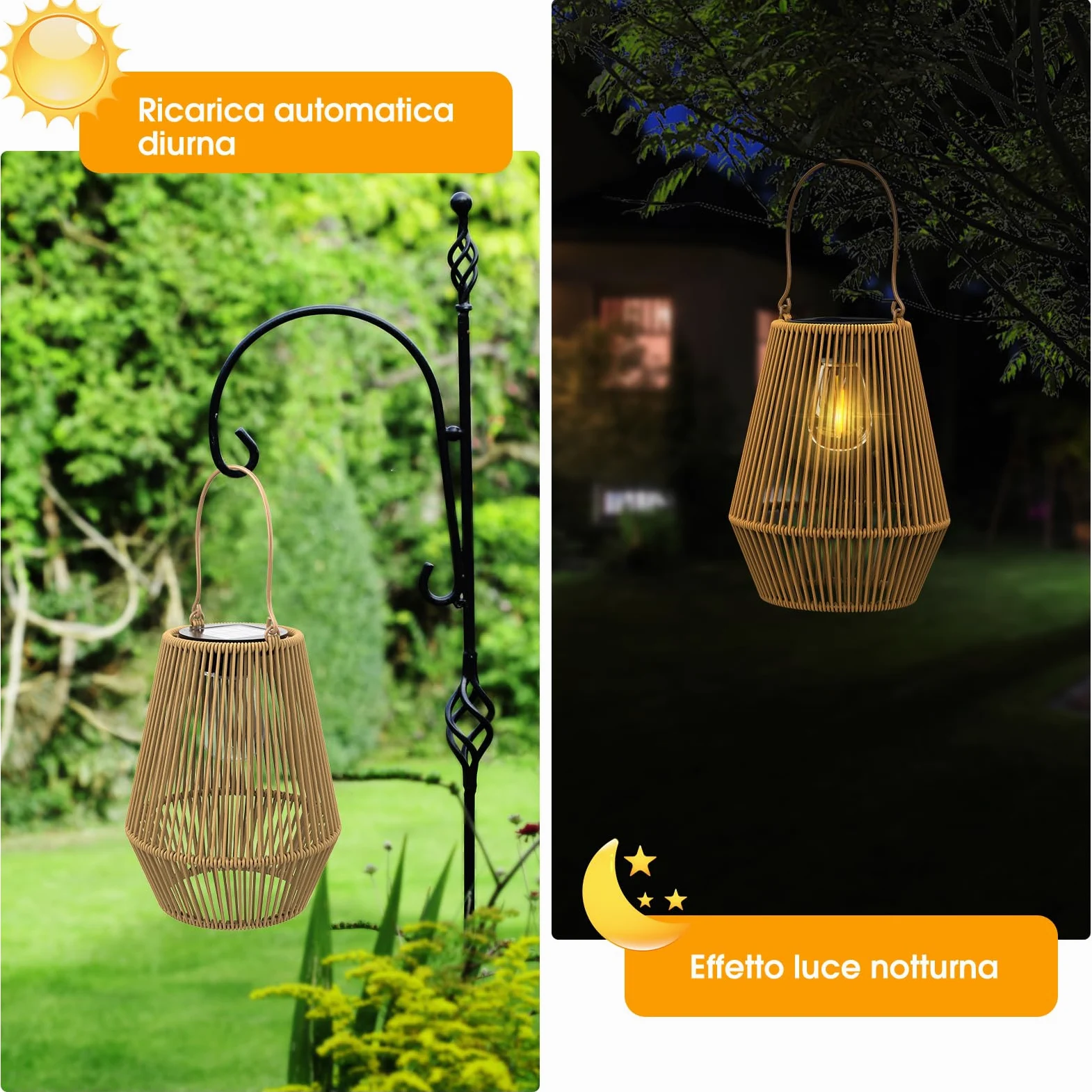 Lanterne da Esterno, KagoLing Lanterne Solari da Esterno 1 Pezzi IP65 Impermeabile Lampada Solare da Giardino per Natale Feste Decorazioni natalizie