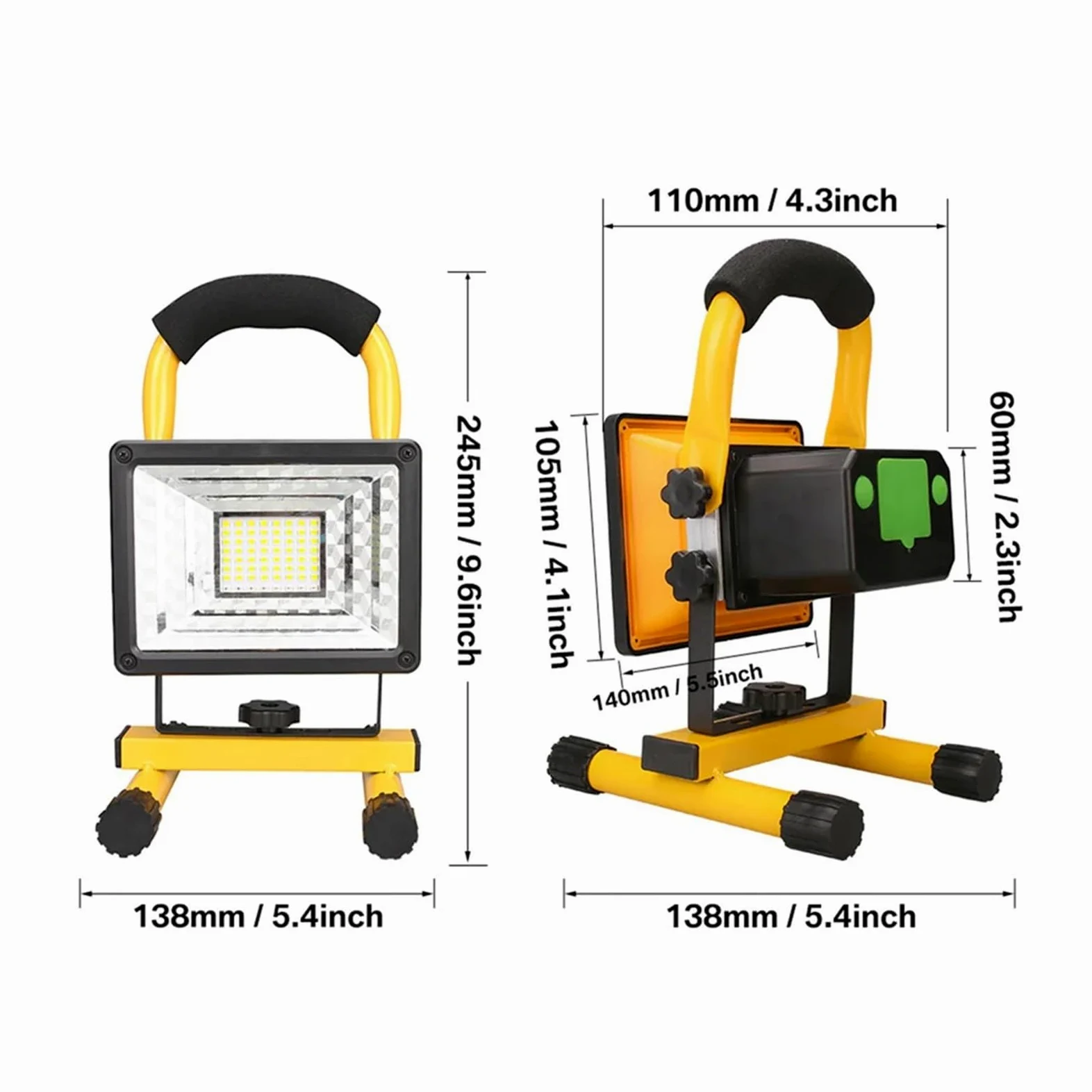 Proiettore portatile ricaricabile a LED da 60 W Faretto impermeabile Alimentato a batteria Lampada da lavoro for esterni Lanterna da campeggio