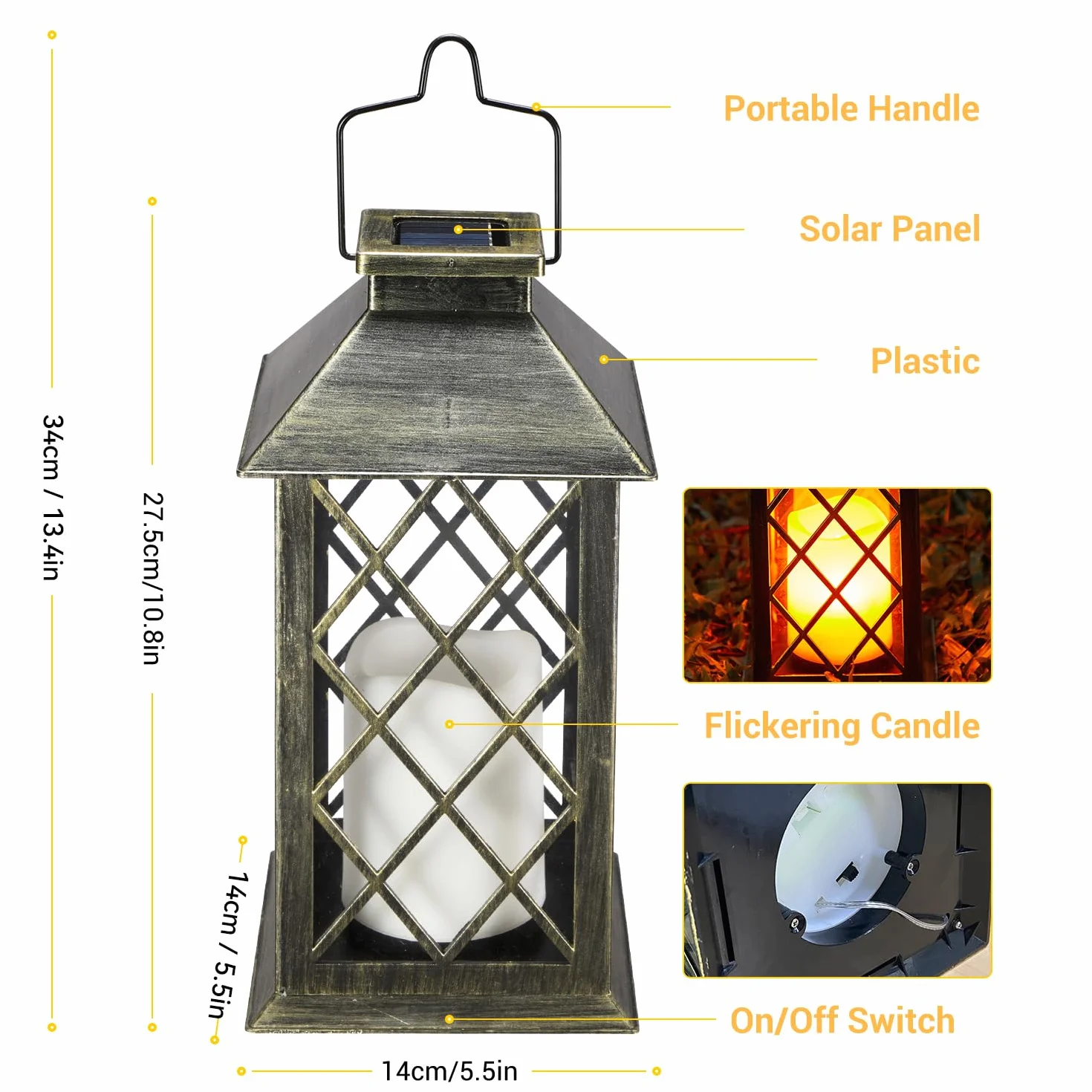 Lampada Solare Giardino Esterno 2 Pezzi – Lanterne Marocchine con Effetto Fiamma, Luce Calda LED, Accensione Automatica, Impermeabile IP44 per Decorazione Terrazzo, Percorsi e Natale