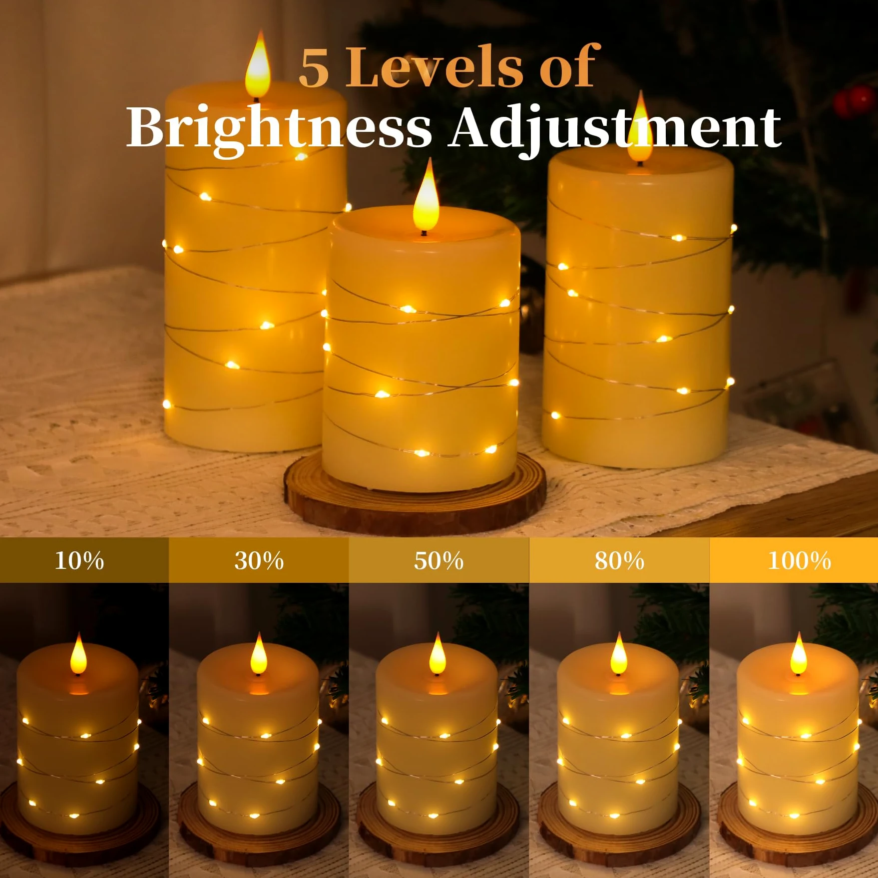 Forever Speed Candele LED Ricaricabili 3 Pezzi con Telecomando, 1000mAH Candele Led Fiamma Oscillante con Luci a Stringa Incorporate Dimmerabile per Decorazione per Feste, Campeggio, Matrimonio
