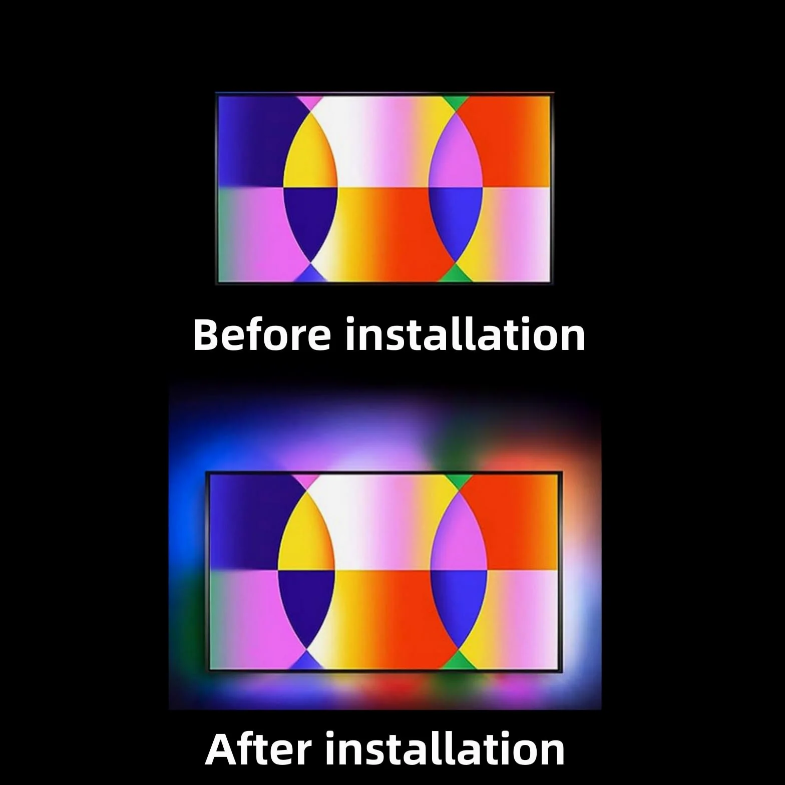 Striscia Luminosa Led Per Tv Graffiti Intelligenti Luce Ambiente Tv Retroilluminazione A Led Striscia Luminosa Con Lo Schermo Luce Di Fondo Sincrona Controllo APP Vocale In Streaming Colori(55-65in)