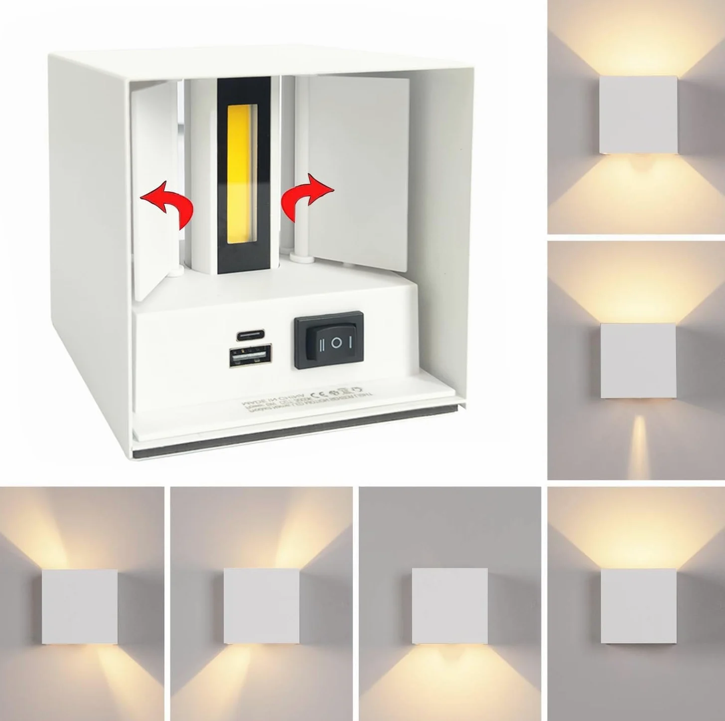 2 Pezzi Lampada da Parete con Sensore di Movimento, USB Ricaricabile Lampada da Muro Senza Fili, Batteria 3600mAh, Applique da Parete Interno Magnetica Per Camera da Letto Corridoio Scale, Bianca