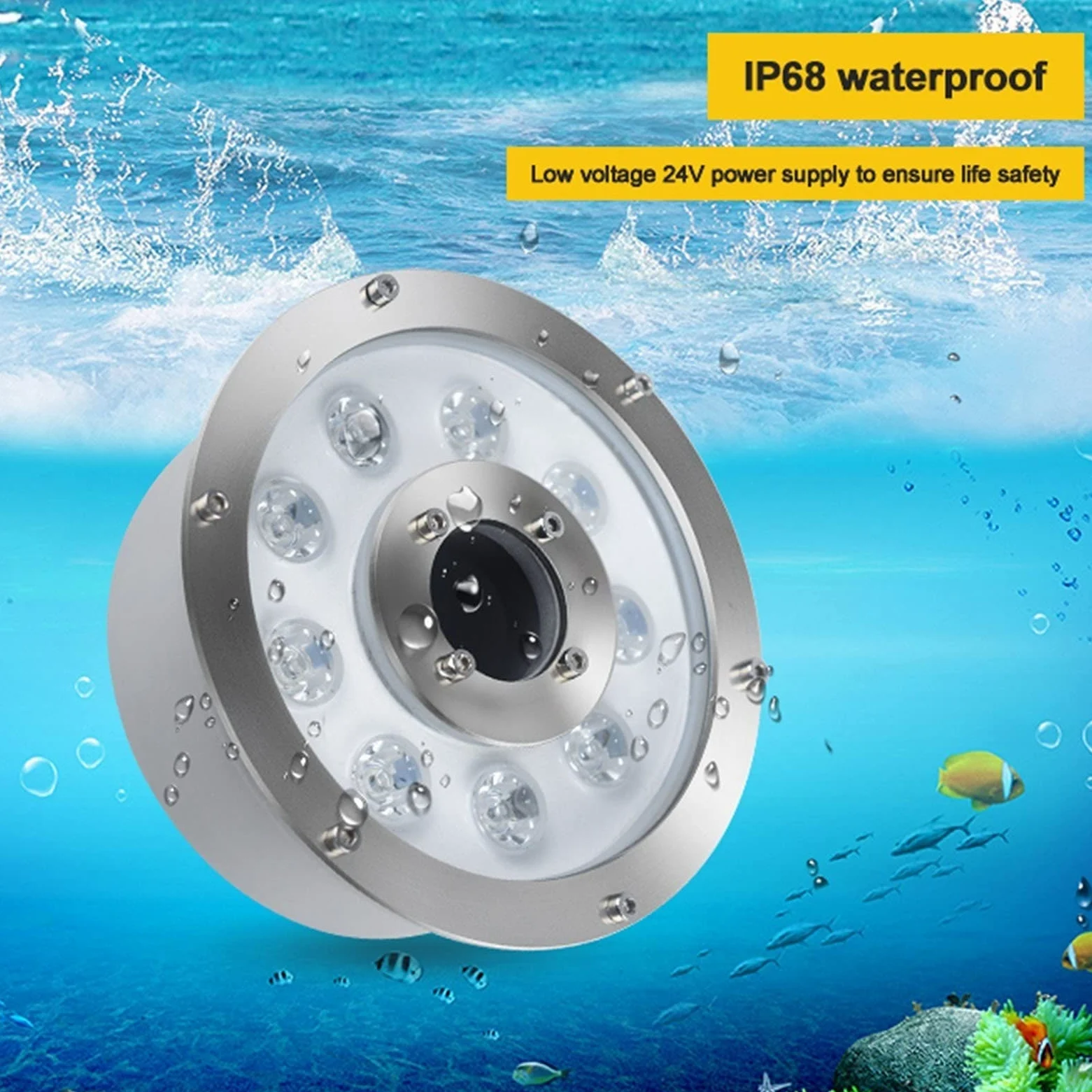 Luce Da Immersione A LED - Faretto Subacquei, Faretto Subacqueo Sommergibile A Foro Centrale 12V / 24V, Faretto Da Giardino Impermeabile In Acciaio Inossidabile IP68 ( Color : RGB , Size : 6W(12V) )