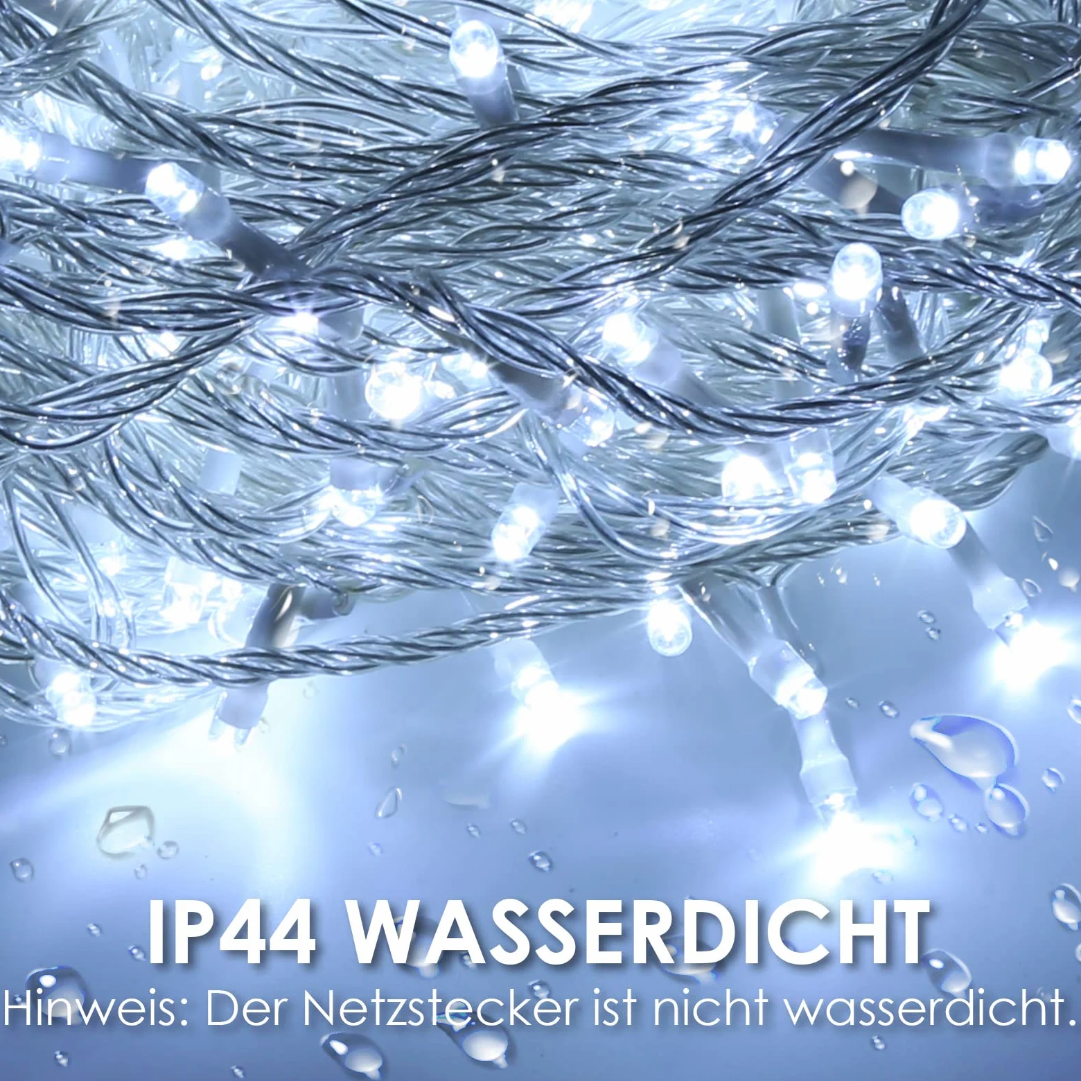 Sonnewelt Catena luminosa a LED, 100 m, 400 LED, luce bianca fredda, impermeabile, alimentata con spina, 8 modalità, funzione di memoria, decorazione per interni ed esterni