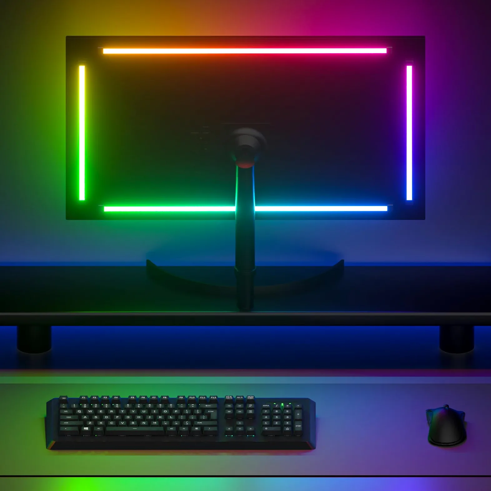 4 Sides 27-32 pollici PC Monitor Retroilluminazione, striscia LED RGBIC sincrona con colore dello schermo e musica per giochi, film, ecc, facile da usare senza fotocamera, controllo software