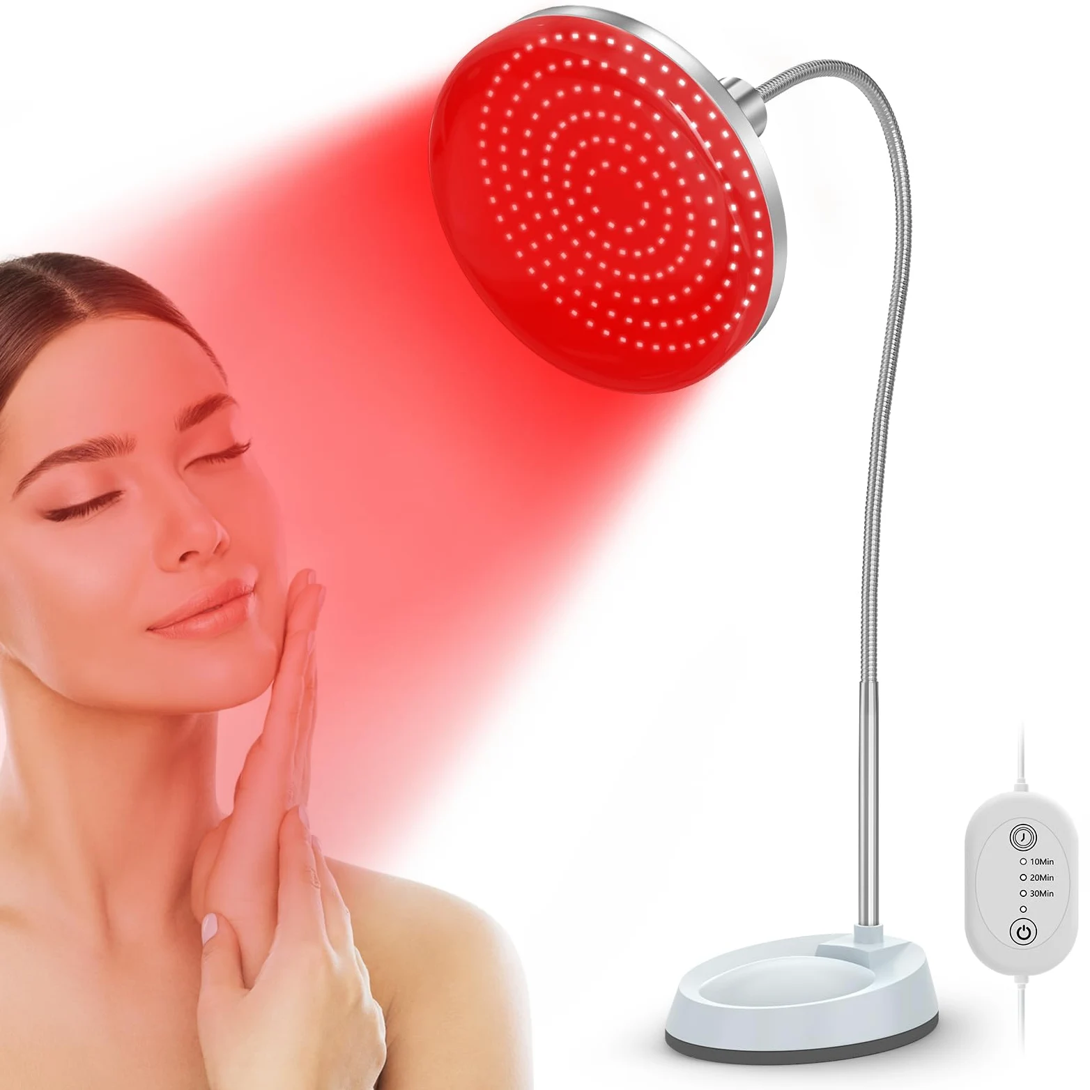 Profey Lampada Infrarossi, Lampada Luce Rossa 850nm & 660nm, 200 LED Red Light Infrarossi con Timer e Supporto per Viso, Recupero del Corpo, 50W (Non Produce Calore)