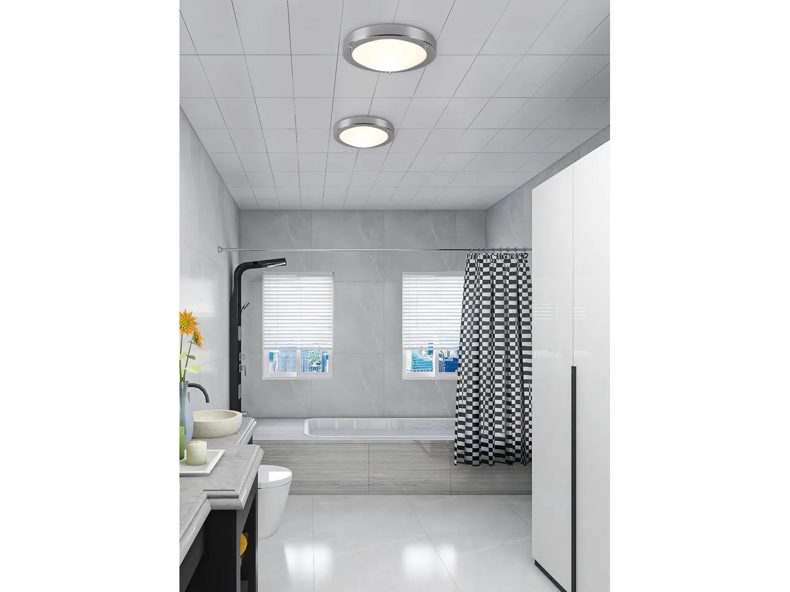 Trio 6801011-06 Condus Plafoniera, 1x60 Watt, Cromo/Bianco, 31.5 cm
