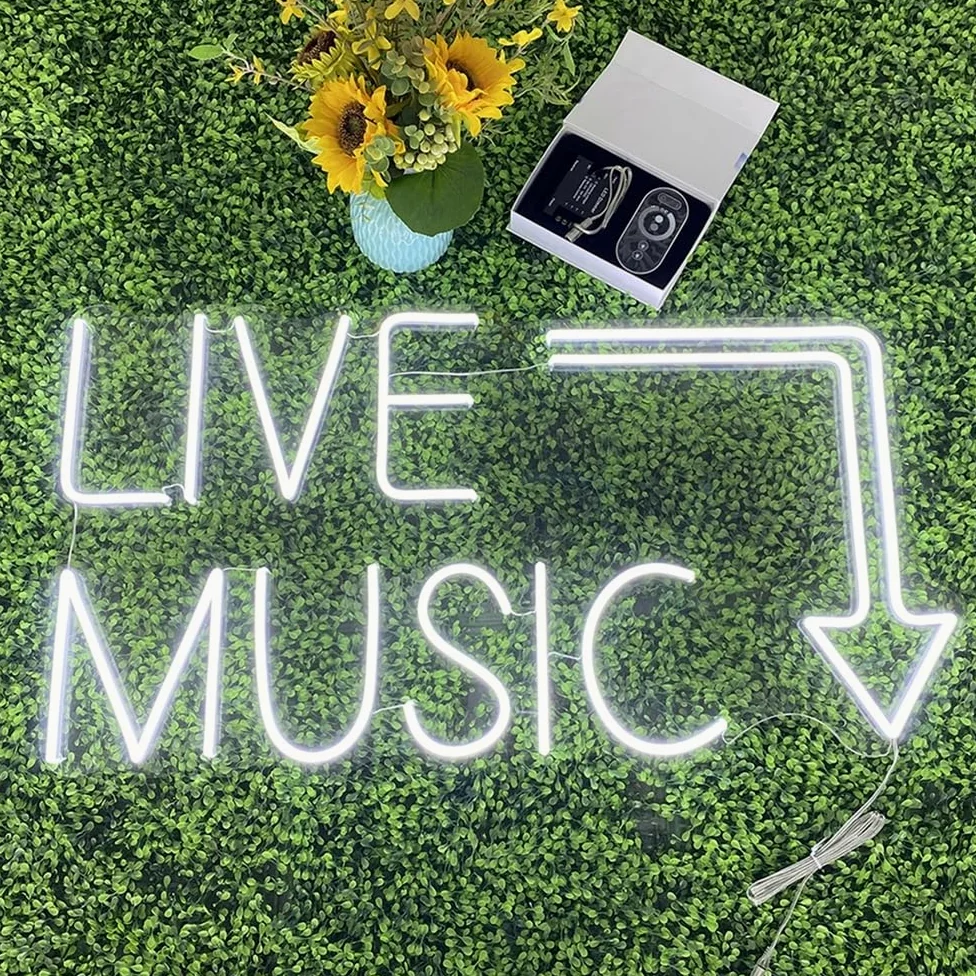 Insegna al Neon di Musica dal Vivo Barra della Musica Segno di Luce al Neon Festa in Musica LED Luce al Neon casa Camera Decorazione murale Negozio Decoro Festival Musicale luci al Neon,C
