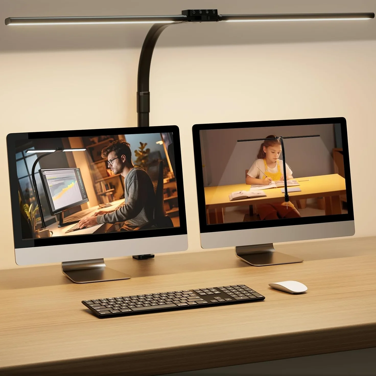 SIBRILLE Lampada Da Scrivania, Lampada Da Architetto Ruotabile Per Ufficio, Luce Da Scrivania Per Computer Luminosa E Dimmerabile, Lampada Da Scrivania Regolabile Con Collo D'oca (Nero)