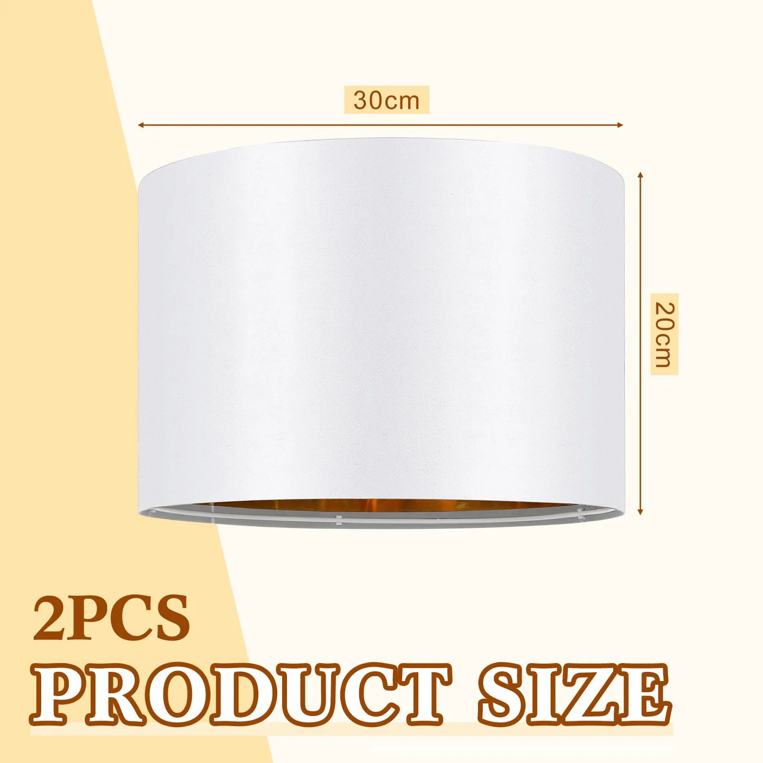 Weewooday Confezione da 2 paralumi bianchi per soffitto da 30,5 cm, stile moderno, dorato, con anello adattatore per paralume da E27 a E14, per lampade a sospensione, lampade da tavolo o da comodino