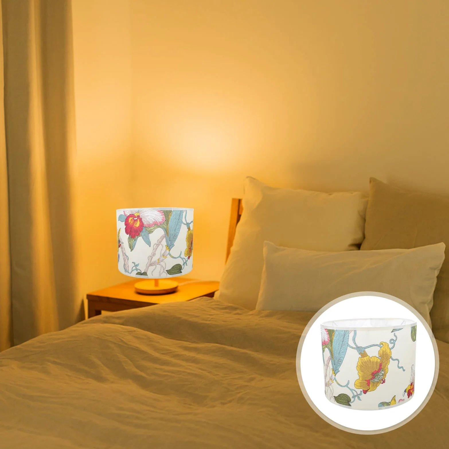 Housoutil Paralume Floreale a Tamburo Stampa Fiore di Vite 22 CM per Lampade da Tavolo Camera da Letto e Soggiorno Facile da Montare Stili multipli