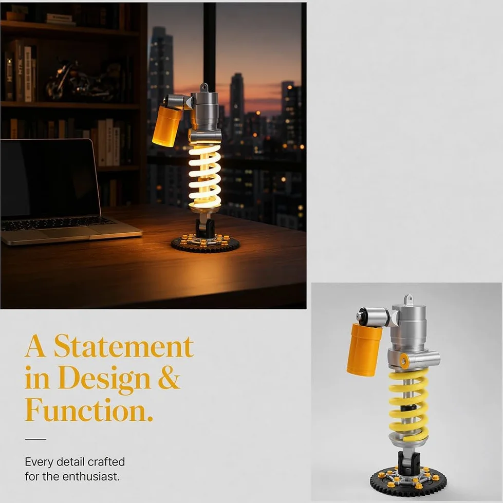 Lampada da Tavolo con Ammortizzatore, Luce da Tavolo con Molla A Spirale E Controllo Touch, Lampada da Scrivania Industriale, per Appassionati di Auto E Moto E per L'arredamento di Sale