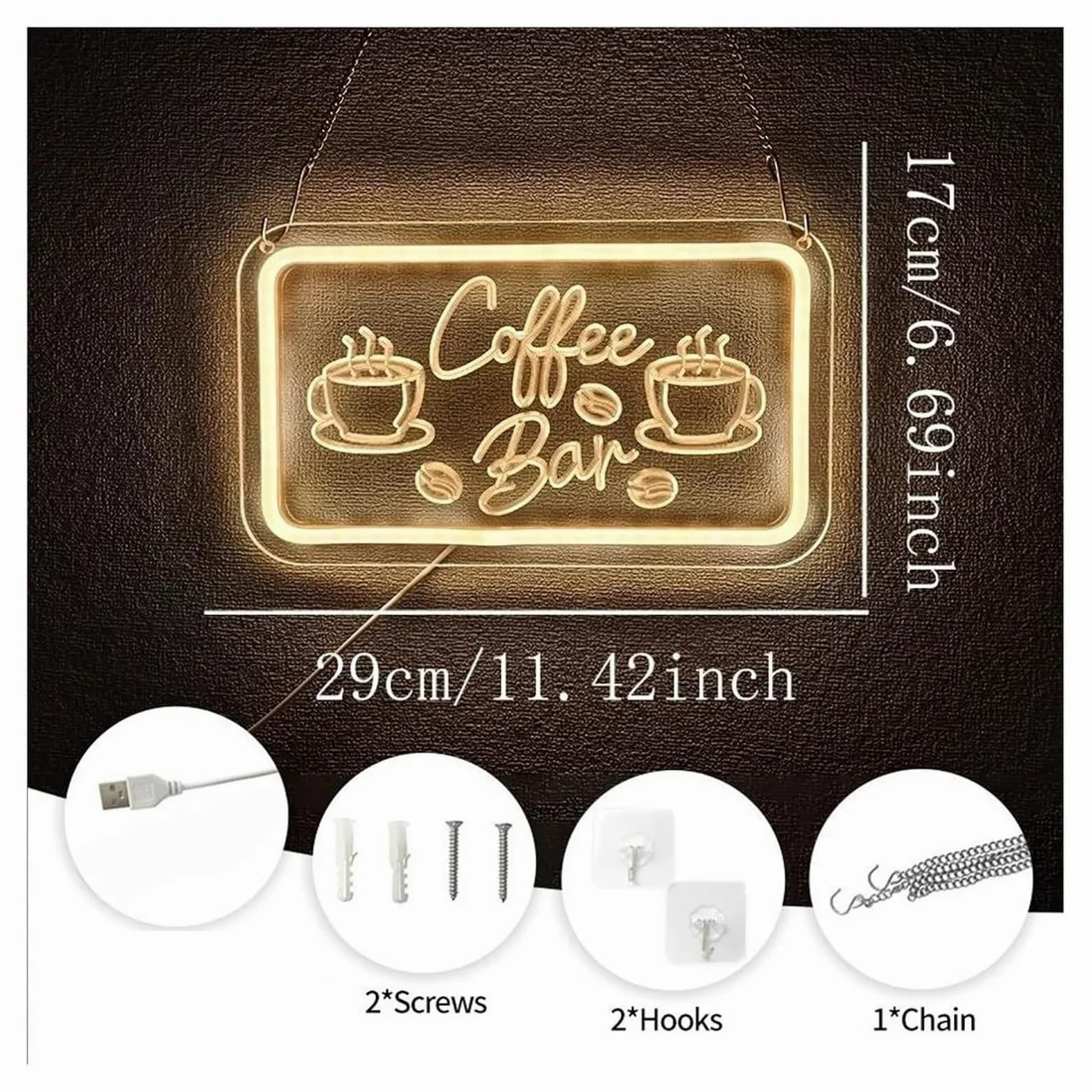 insegna luminosa al neon Lampada da tavolo a LED al neon per bar, ristoranti, negozi, angoli cucina, studio musicale 9cmx17cm