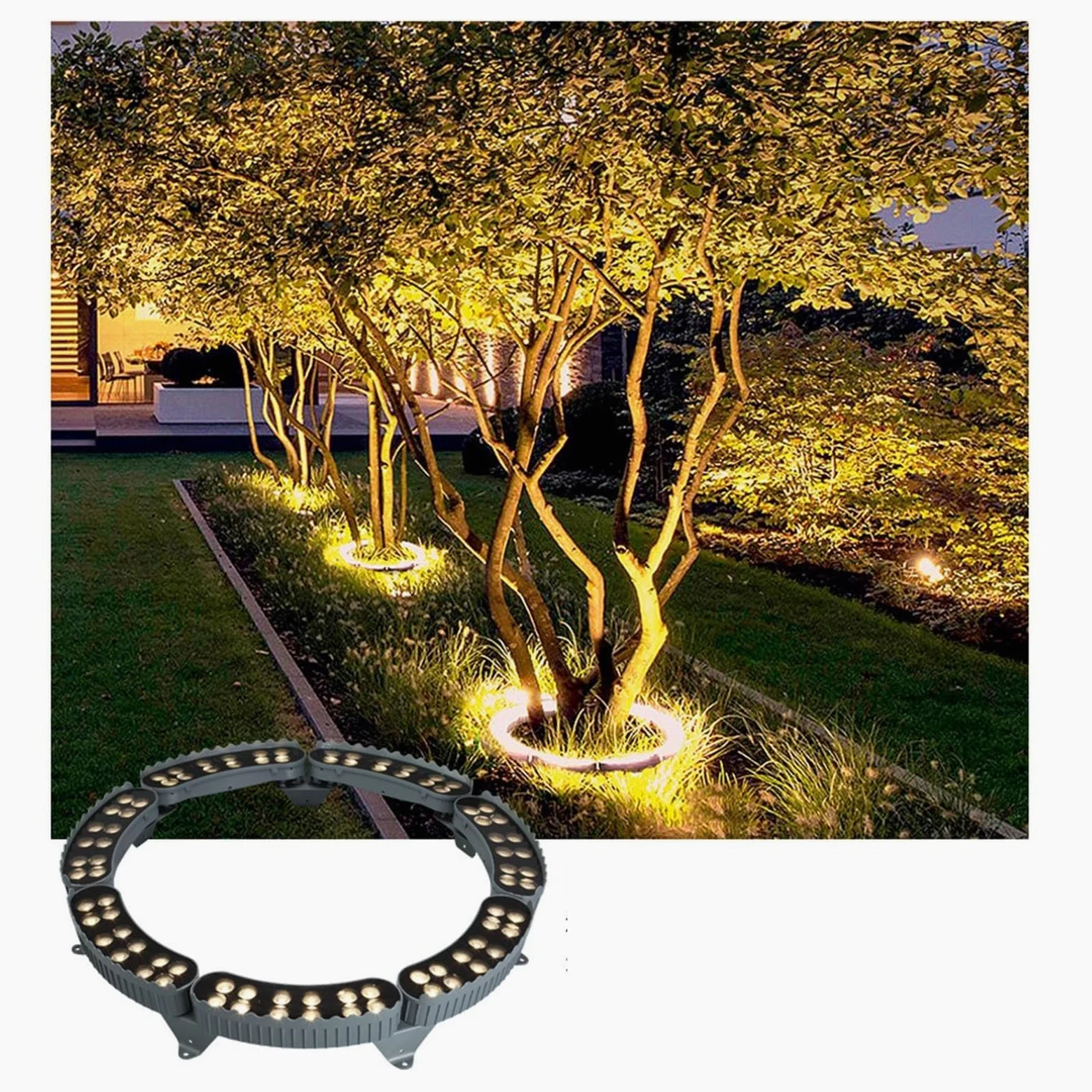 Luci Che Abbracciano Gli Alberi, Faretti Ad Anello A LED AC220V per Alberi, Luci Che Circondano Gli Alberi, Luci A Colonna Impermeabili per Esterni IP65(A-RGB,7PCS(84W))