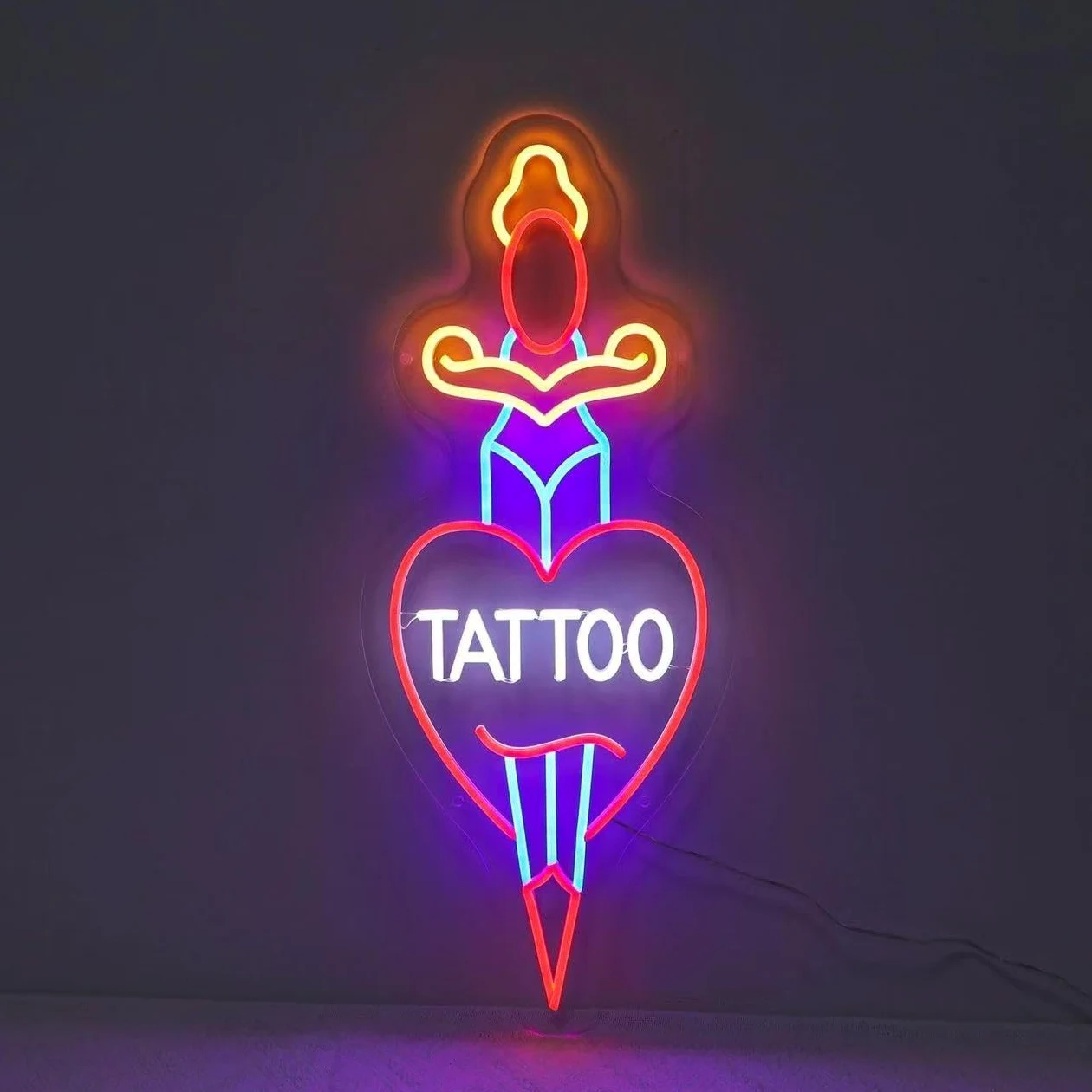 Tattoo - Insegna al neon dimmerabile, per tatuaggi, luci aperte, per salone di bellezza, decorazione da parete per salone di bellezza, per salone di bellezza, per salone, studio, azienda