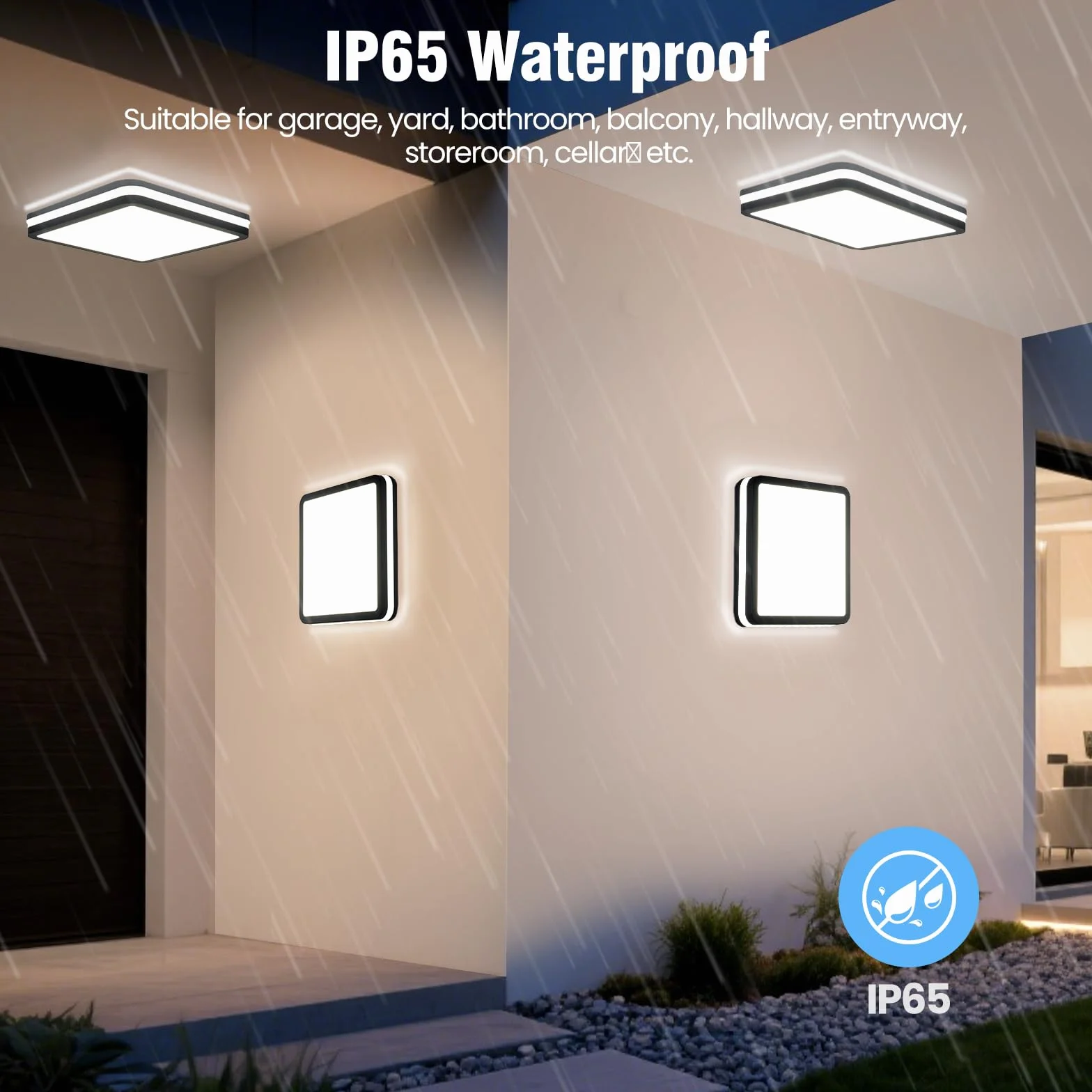LEZOE 2er Plafoniera LED con sensore di movimento IP65 impermeabile, 18W 2700lm 150(Lm/W) lampada da soffitto con sensore 3000K/4000K/6500K Ideale per bagno, garage, corridoio, balcone 22cm Grigio